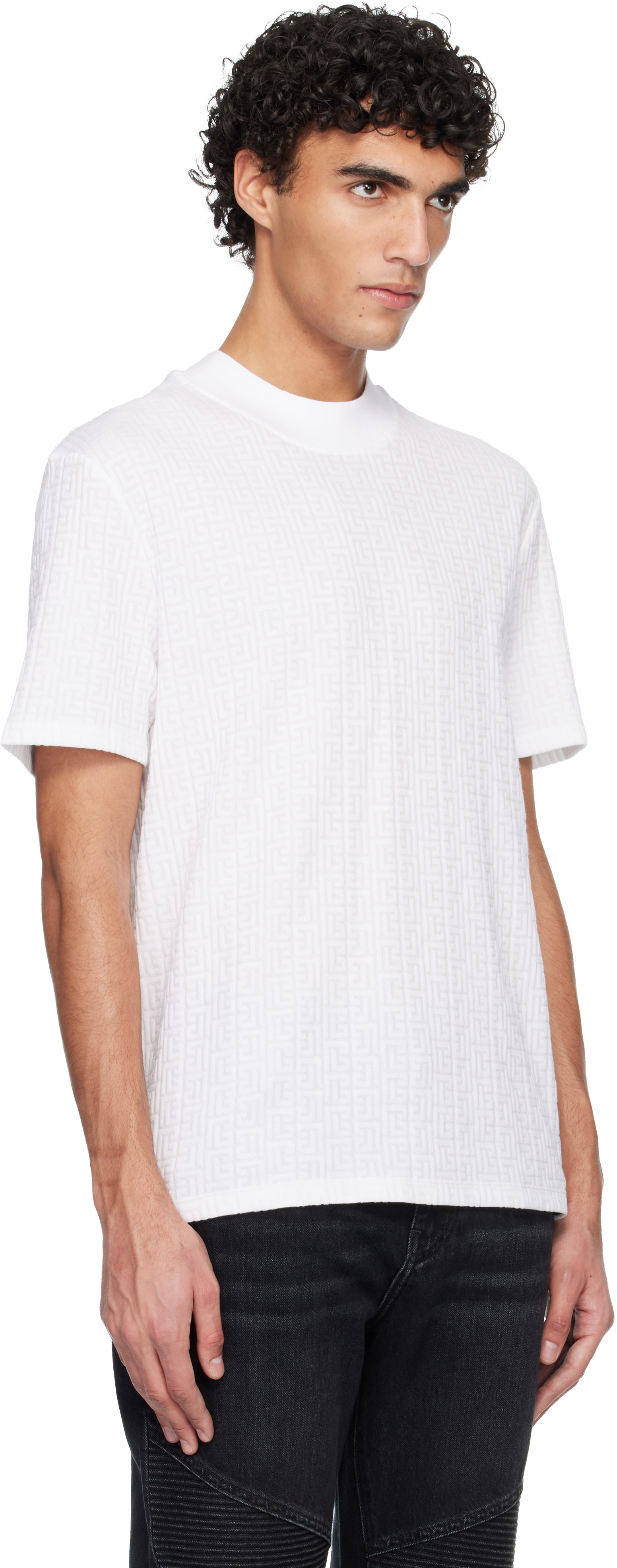 Balmain - T-shirt blanc à monogrammes