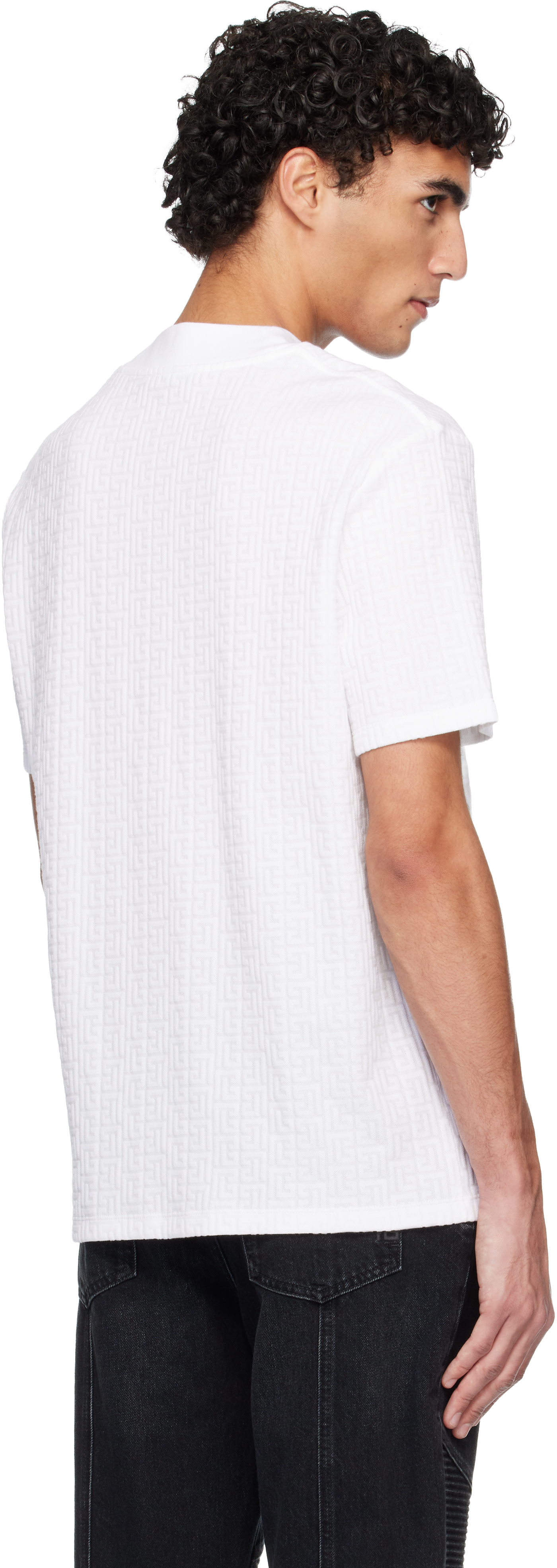 Balmain - T-shirt blanc à monogrammes
