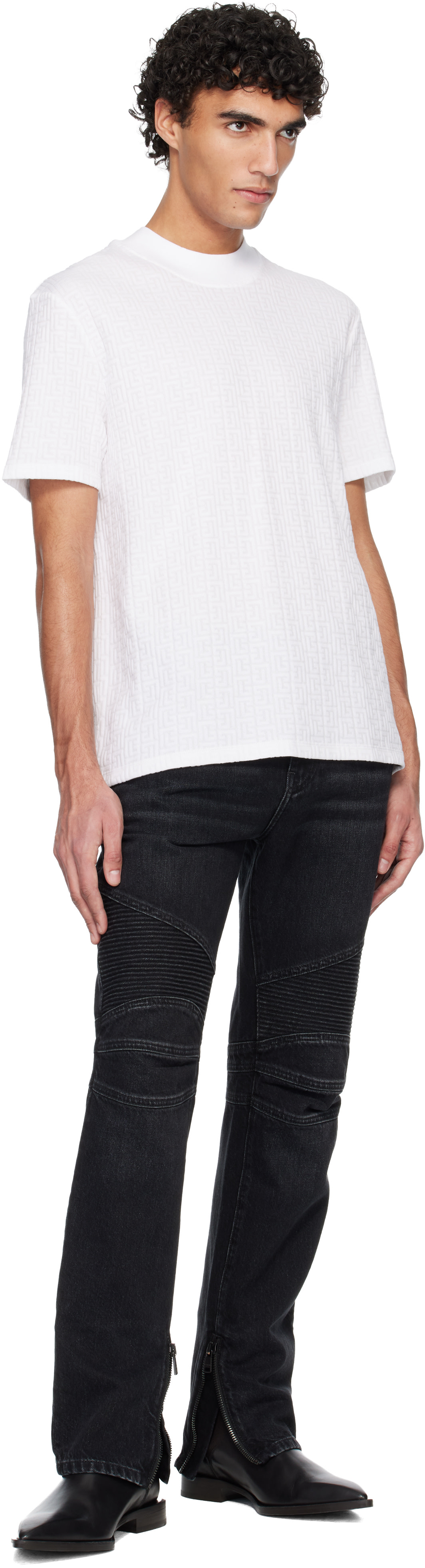 Balmain - T-shirt blanc à monogrammes