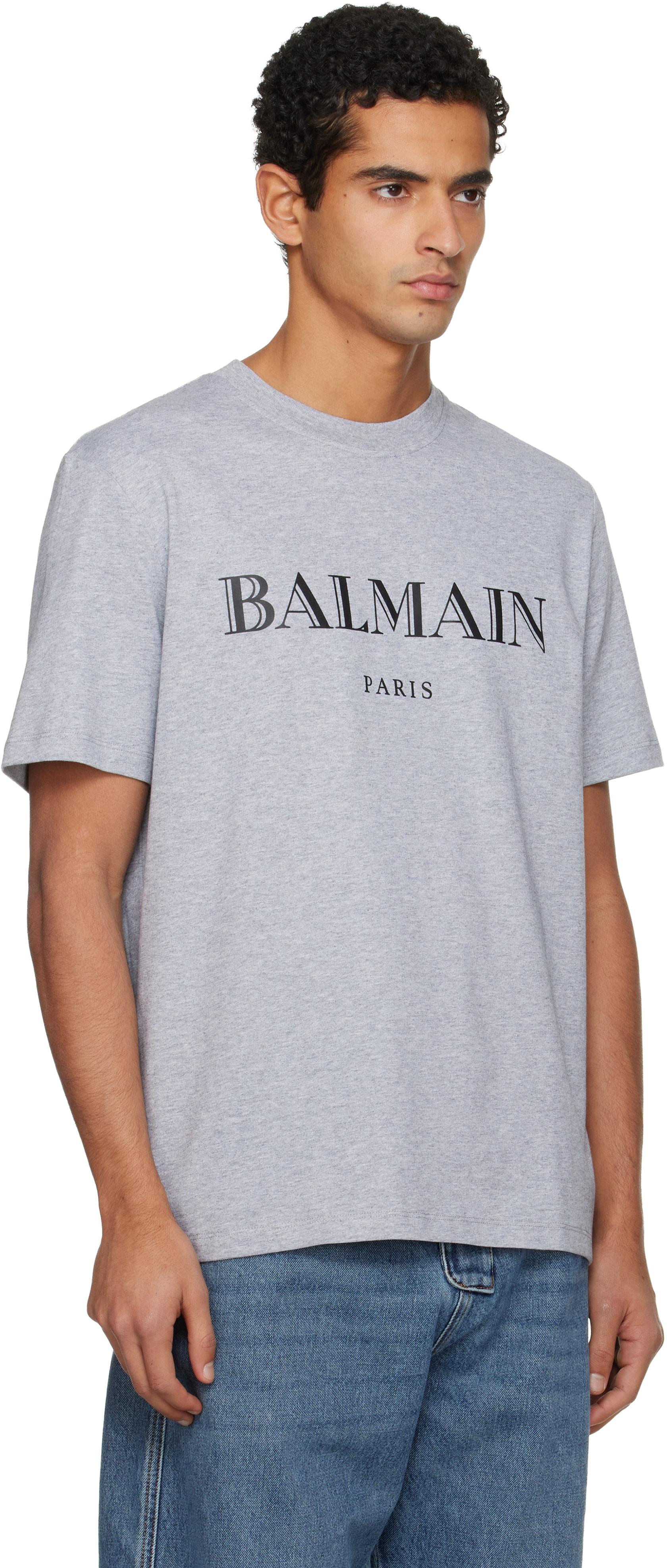 Balmain - 그레이 발망 프린트 티셔츠