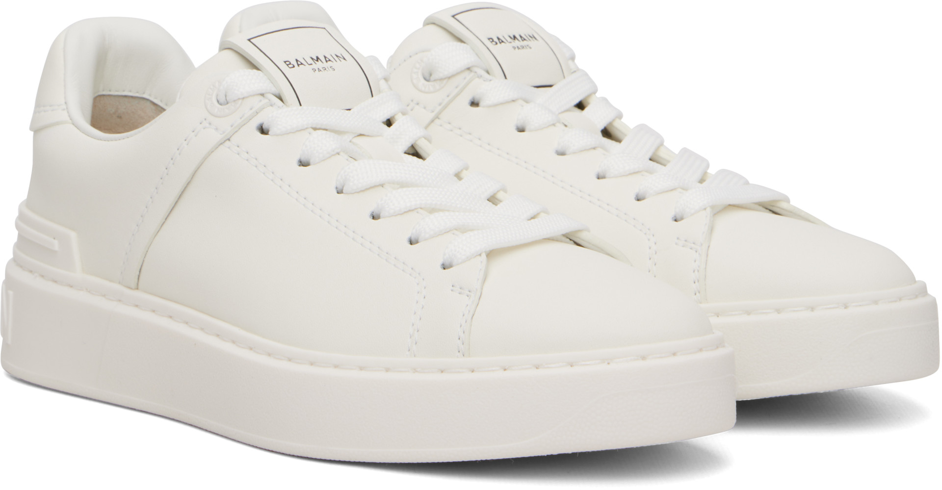 BALMAIN: White B-Court Sneakers | SSENSE