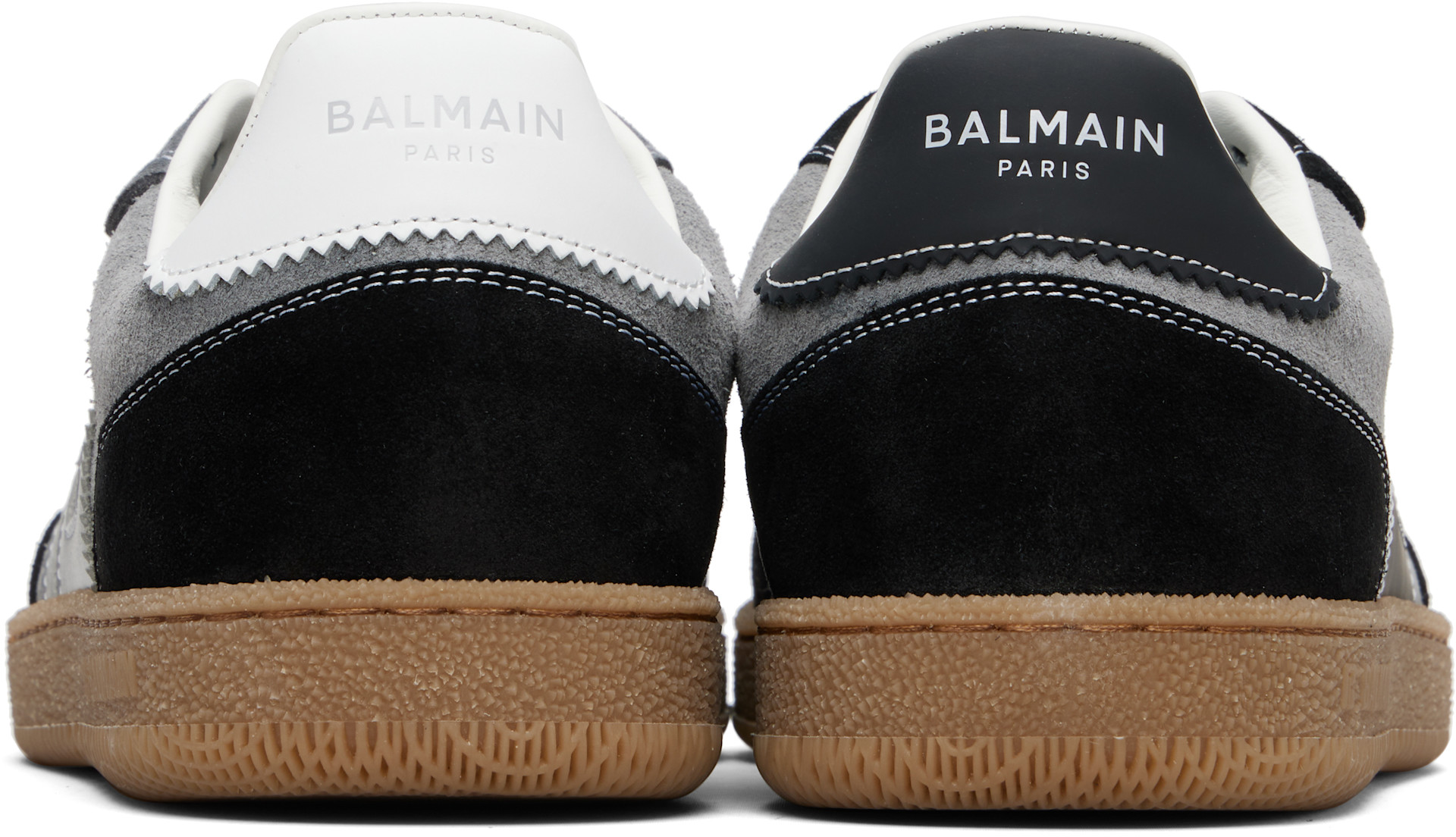 BALMAIN - Gray & Black Suede 'Balmain Swan' Sneakers