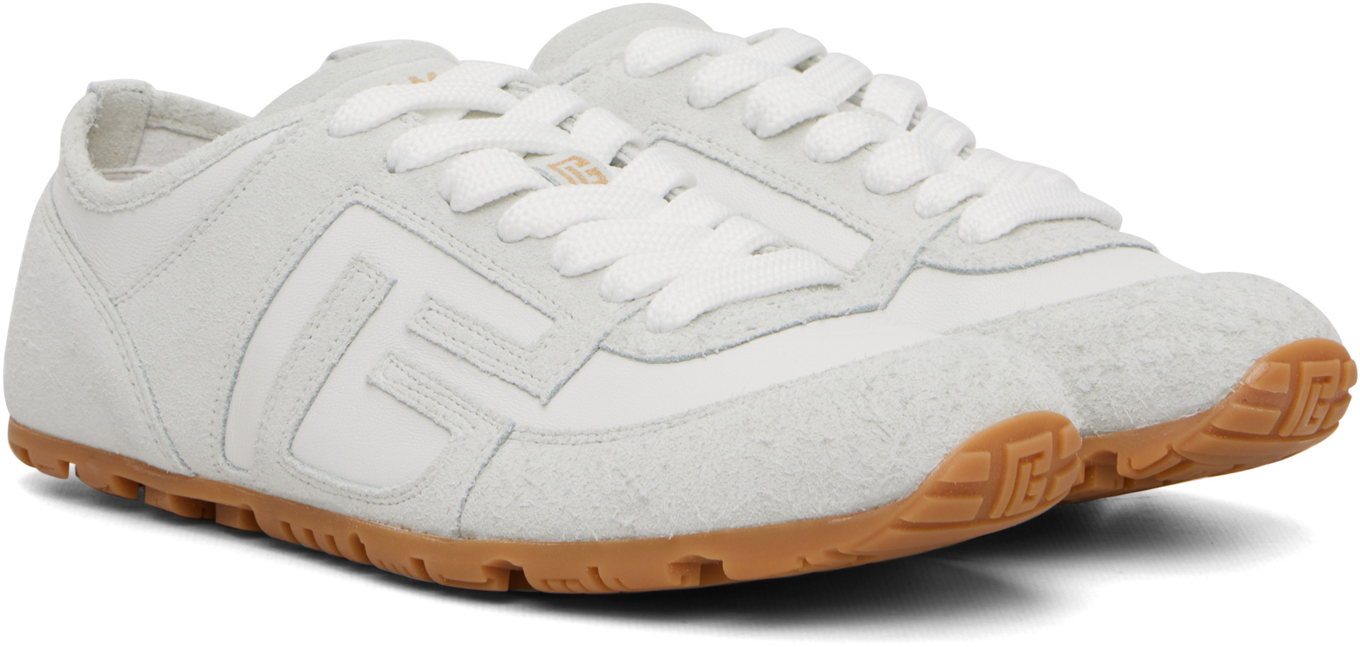 Balmain - Baskets Racer 45 blanc cassé