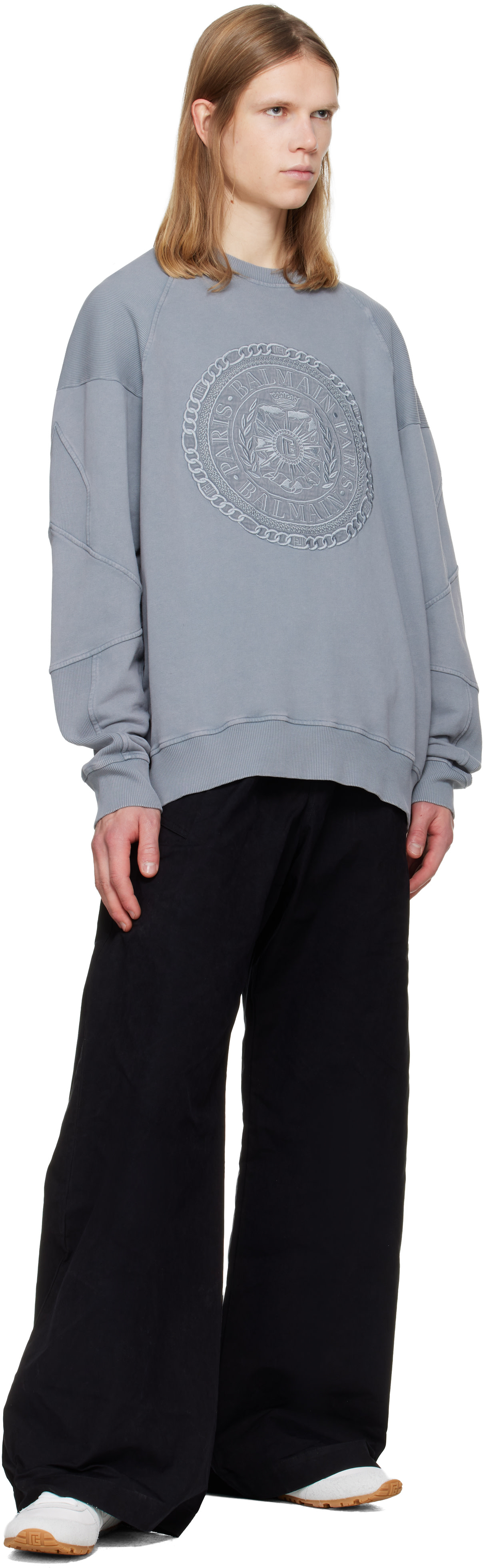 Balmain - Baskets Racer 45 blanc cassé