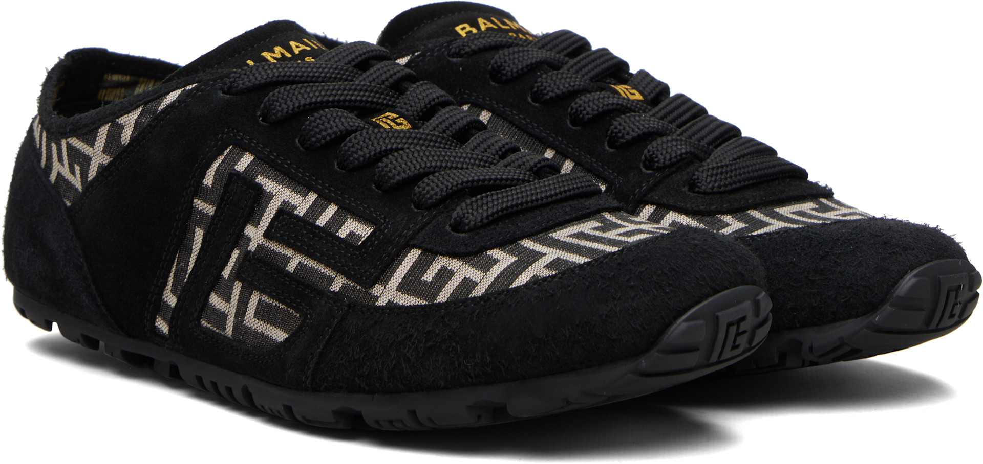 NIKE×バルマン BALMAIN: Black Racer 45 Monogram Jacquard Sneakers | SSENSE