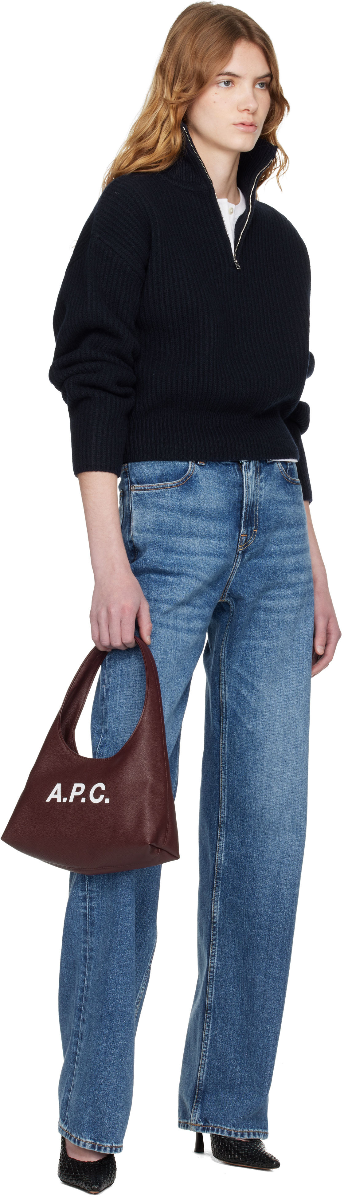 A.P.C.: Burgundy Baby Ninon Shoulder Bag | SSENSE