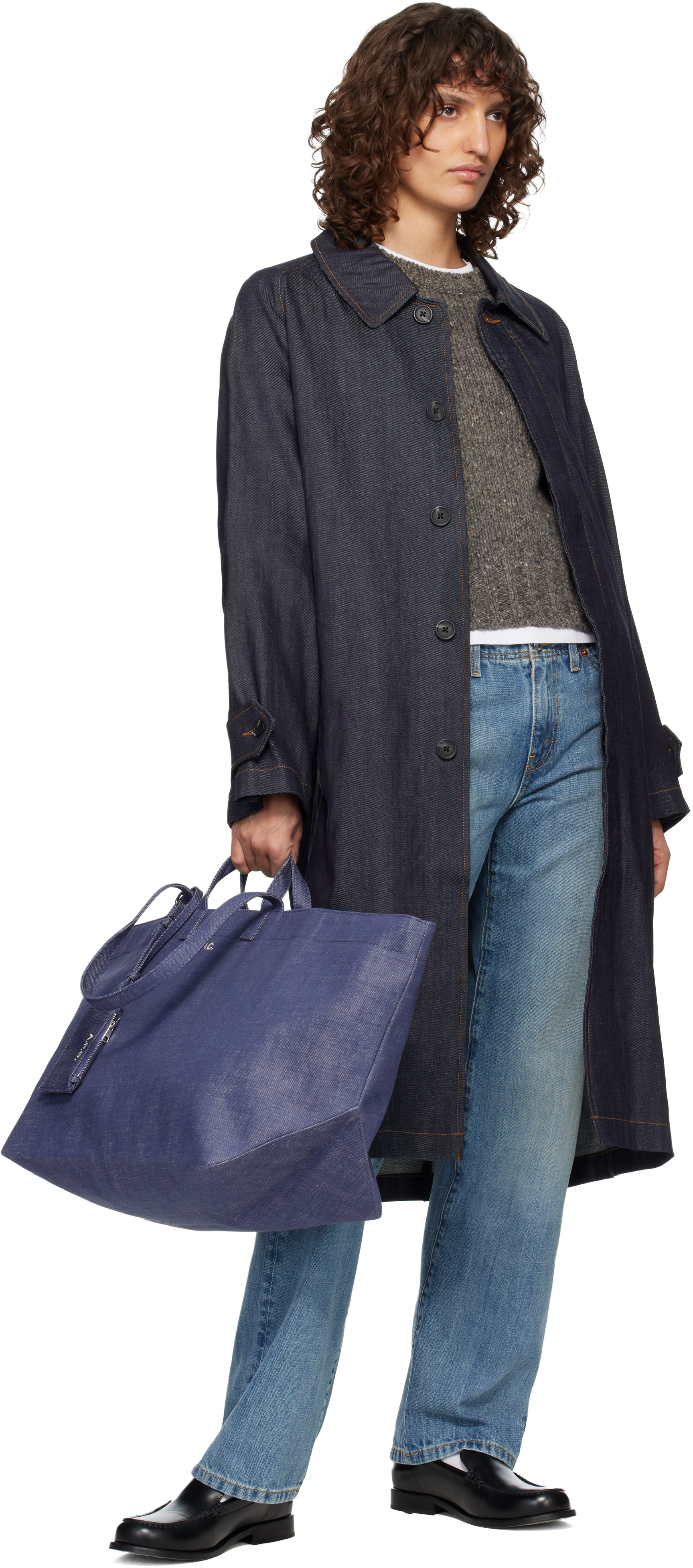 A.P.C. - Cabas Drummer bleu en canevas