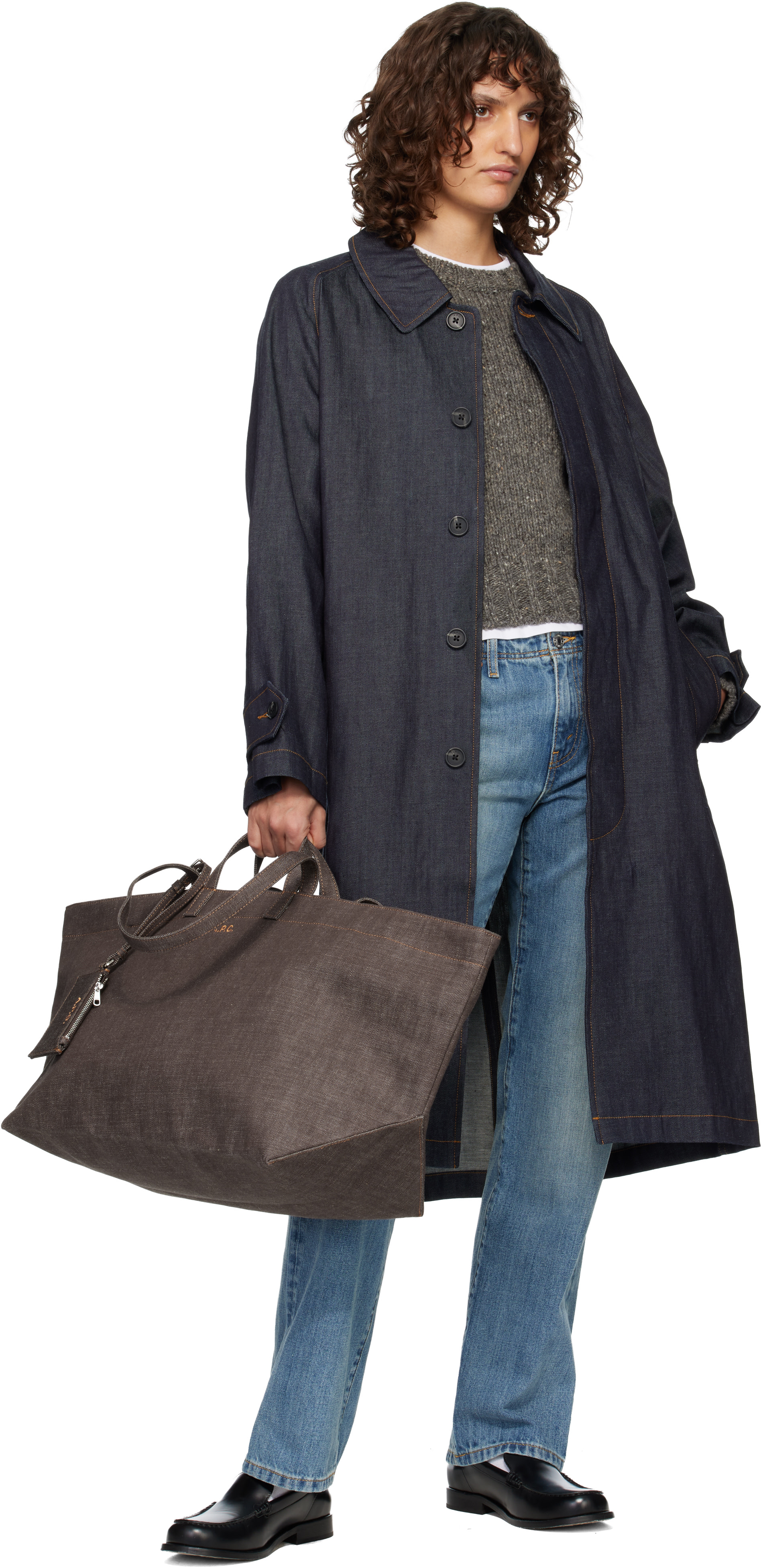 A.P.C. - Cabas Drummer brun en canevas