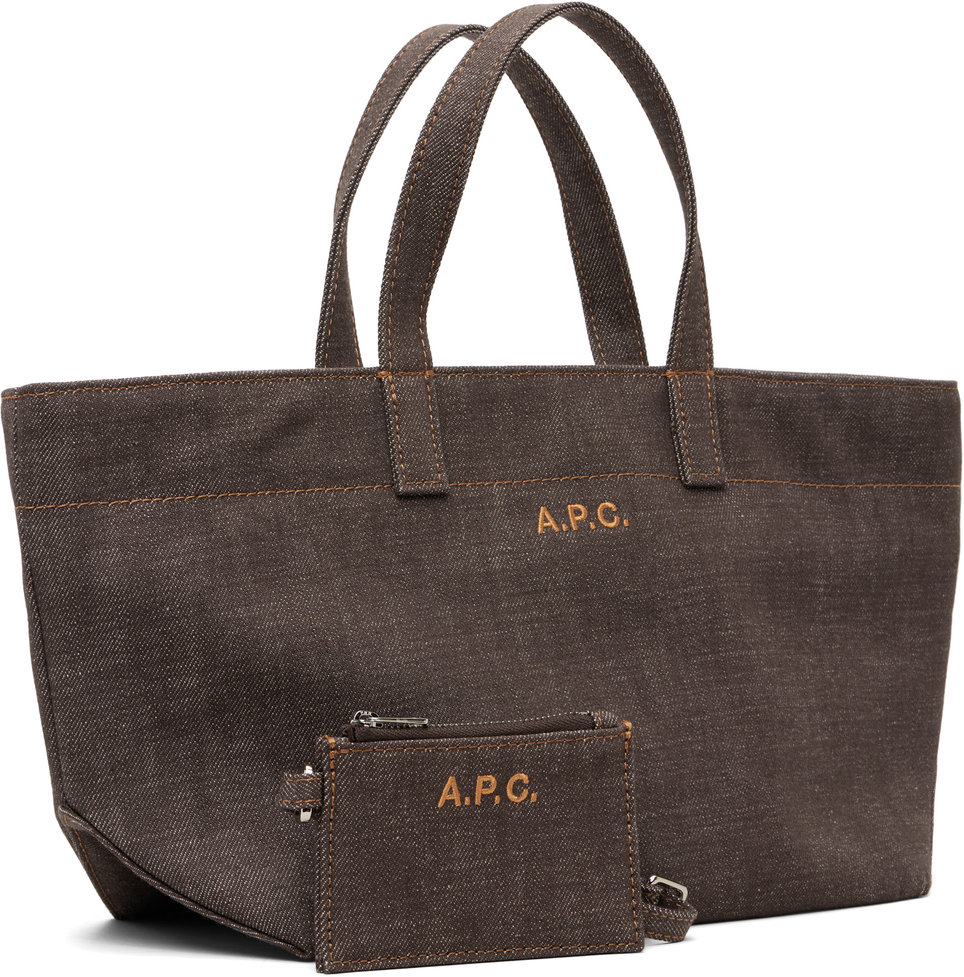 A.P.C. - Petit cabas 'Le Drummer' brun en denim
