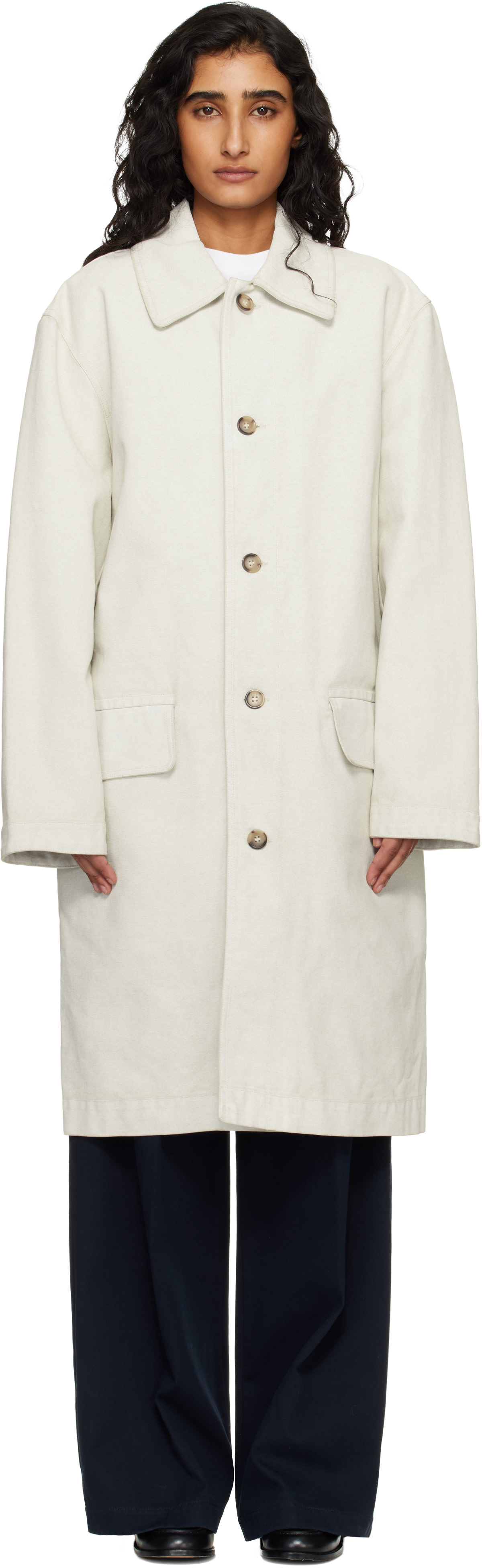 A.P.C. - Off-White Coated Canvas Coat