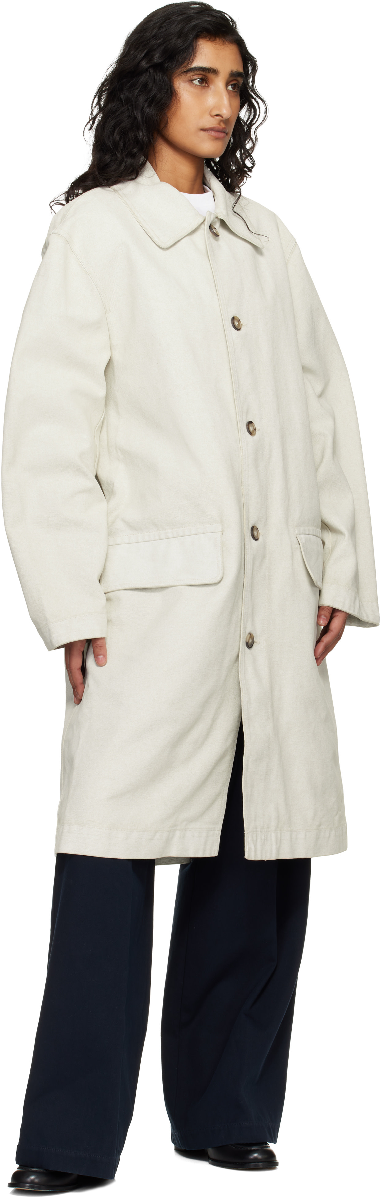 A.P.C. - Off-White Coated Canvas Coat