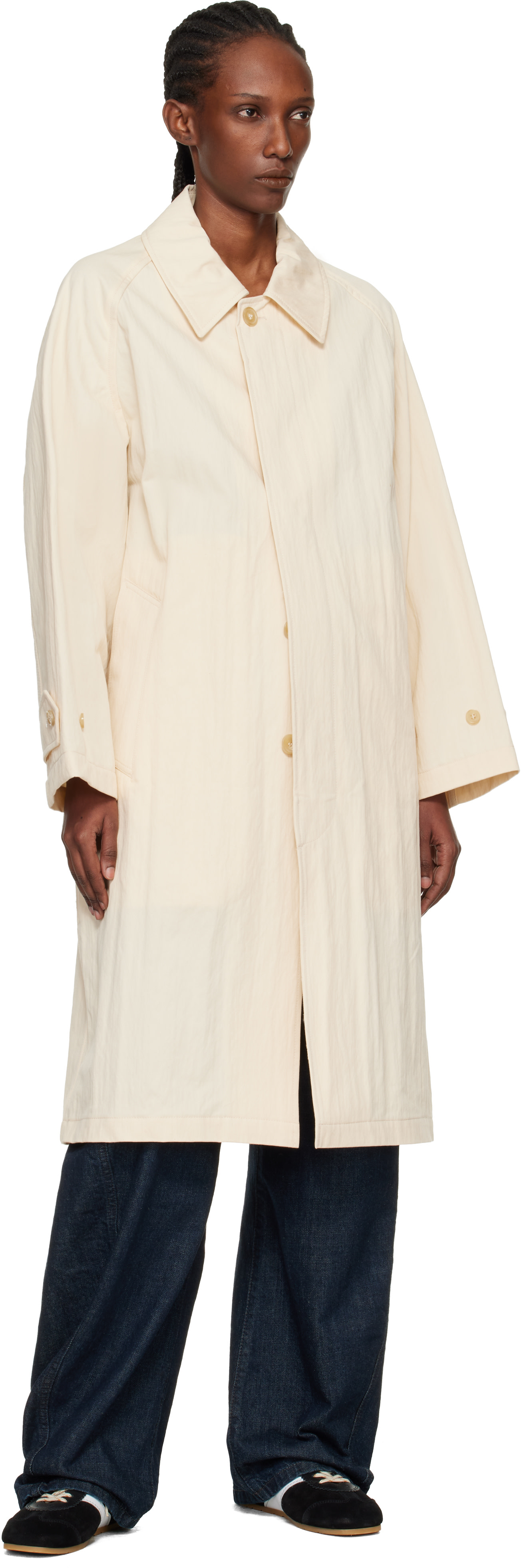 A.P.C.: Beige Amy Mac Trench Coat | SSENSE