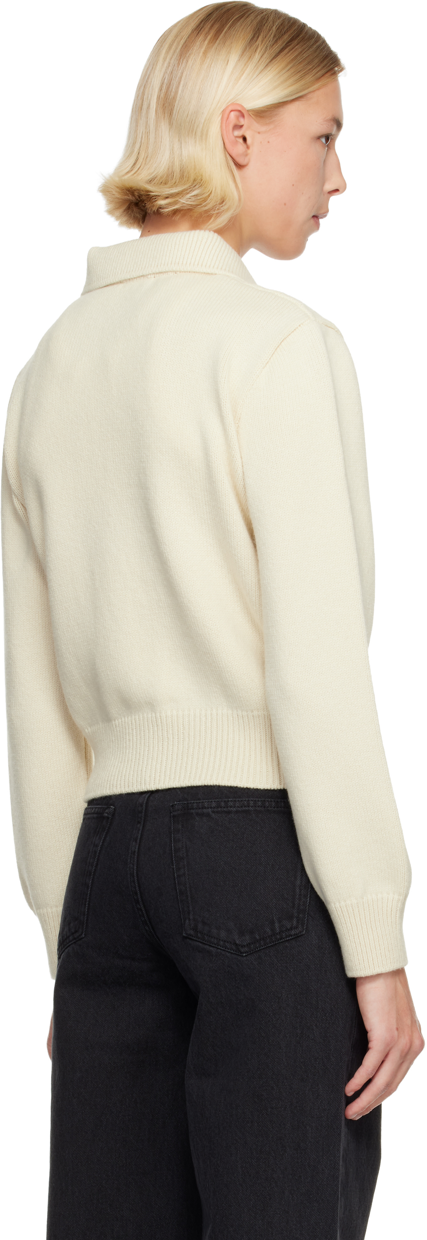 A.P.C.: White Polo Shirt Collar Cardigan | SSENSE