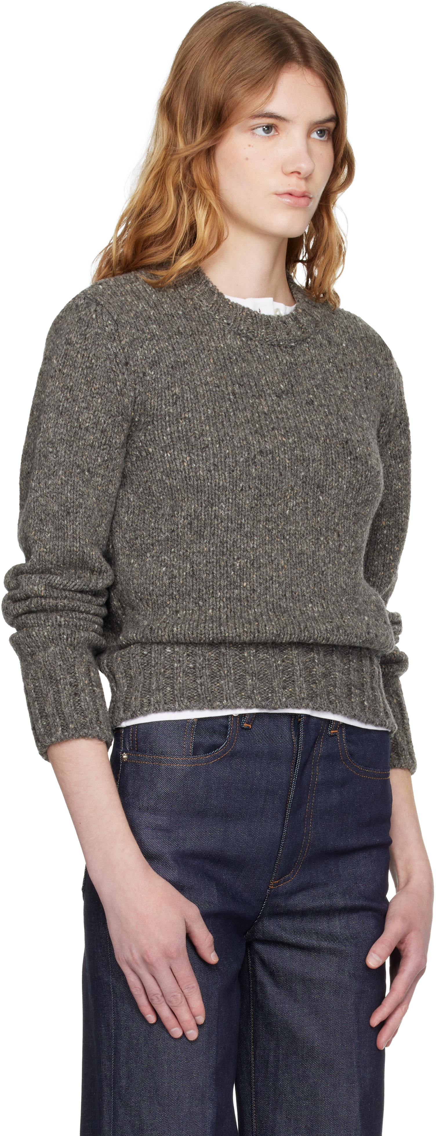 A.P.C. - Pull gris à col ras du cou