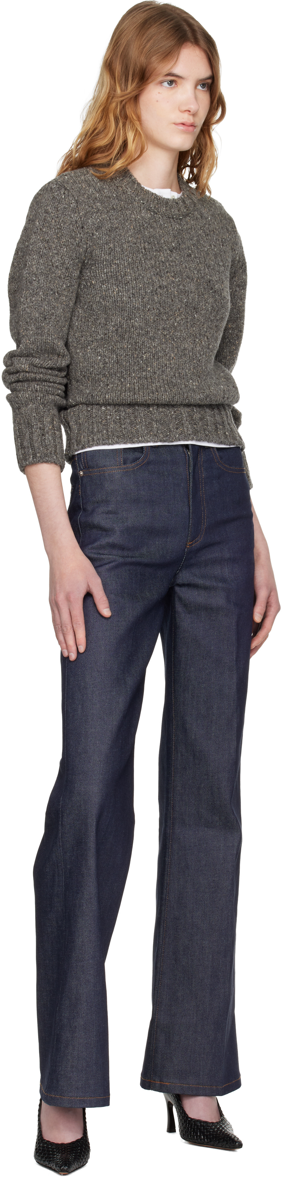 A.P.C. - Pull gris à col ras du cou