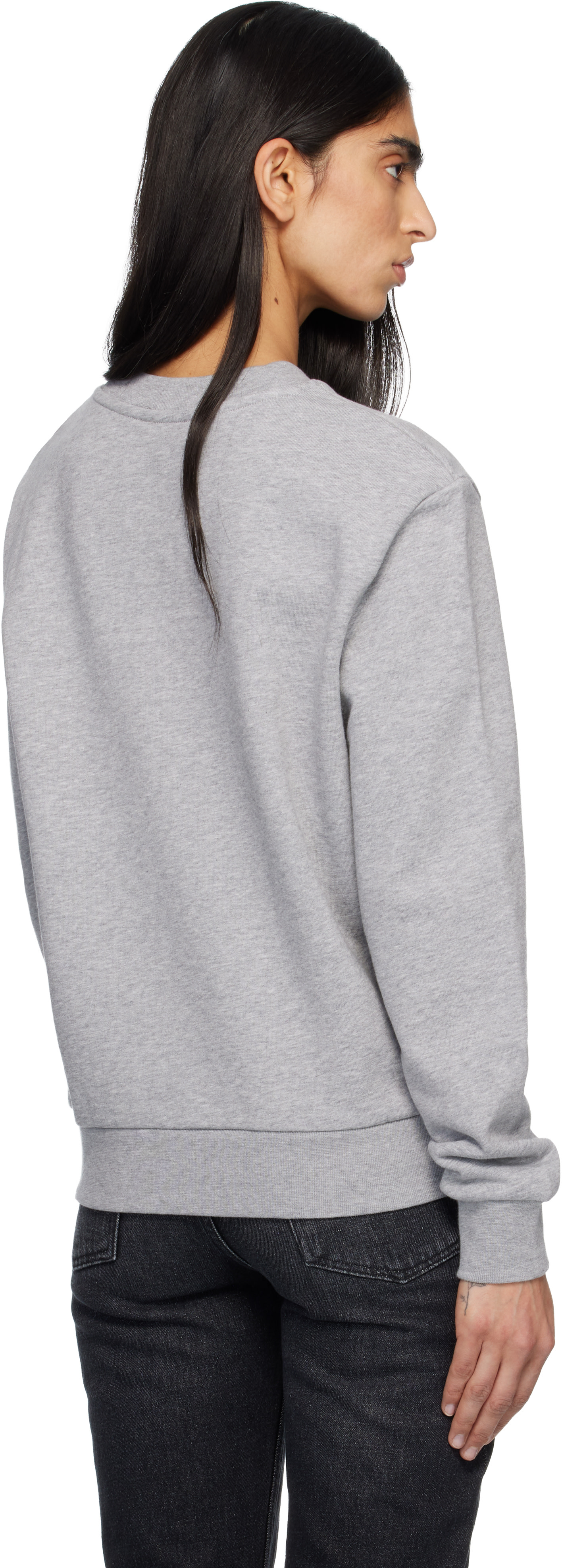 A.P.C. - Pull molletonné gris à grand logo V.P.C.
