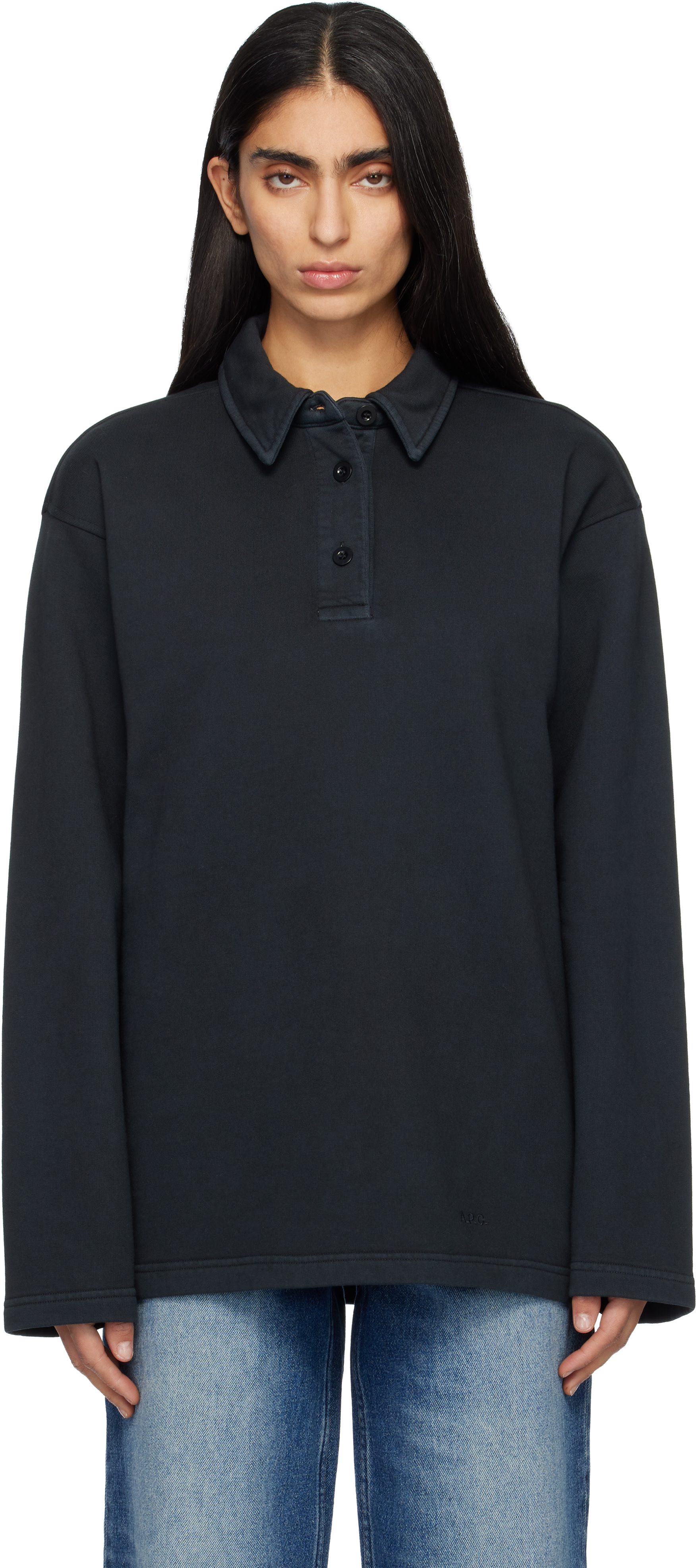 A.P.C. - Polo à manches longues noir