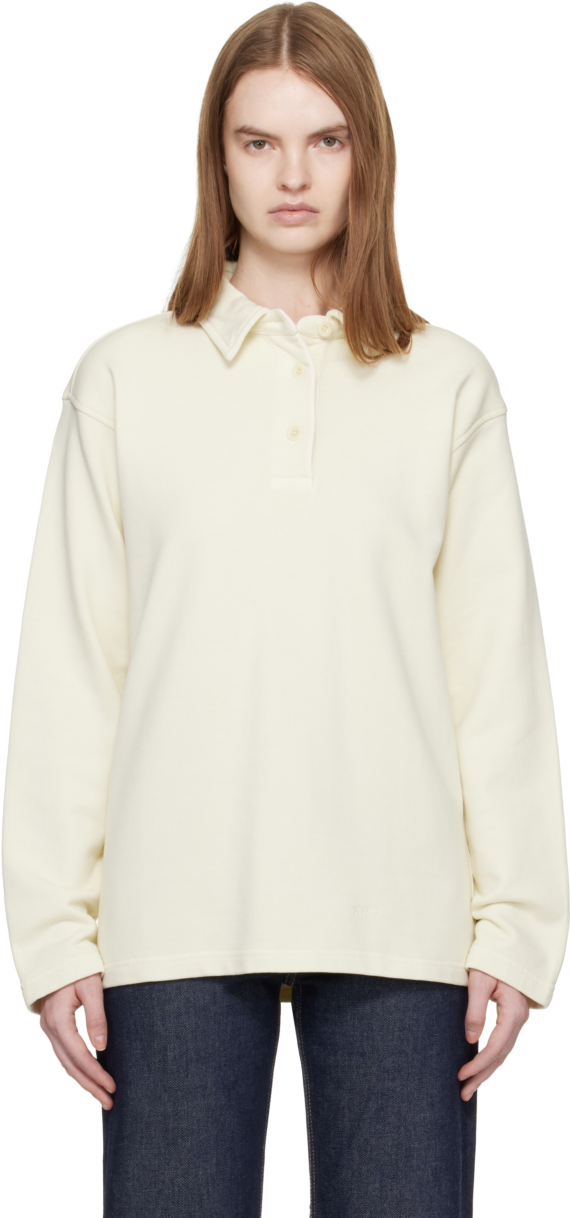 A.P.C. - Polo bleu marine à manches longues