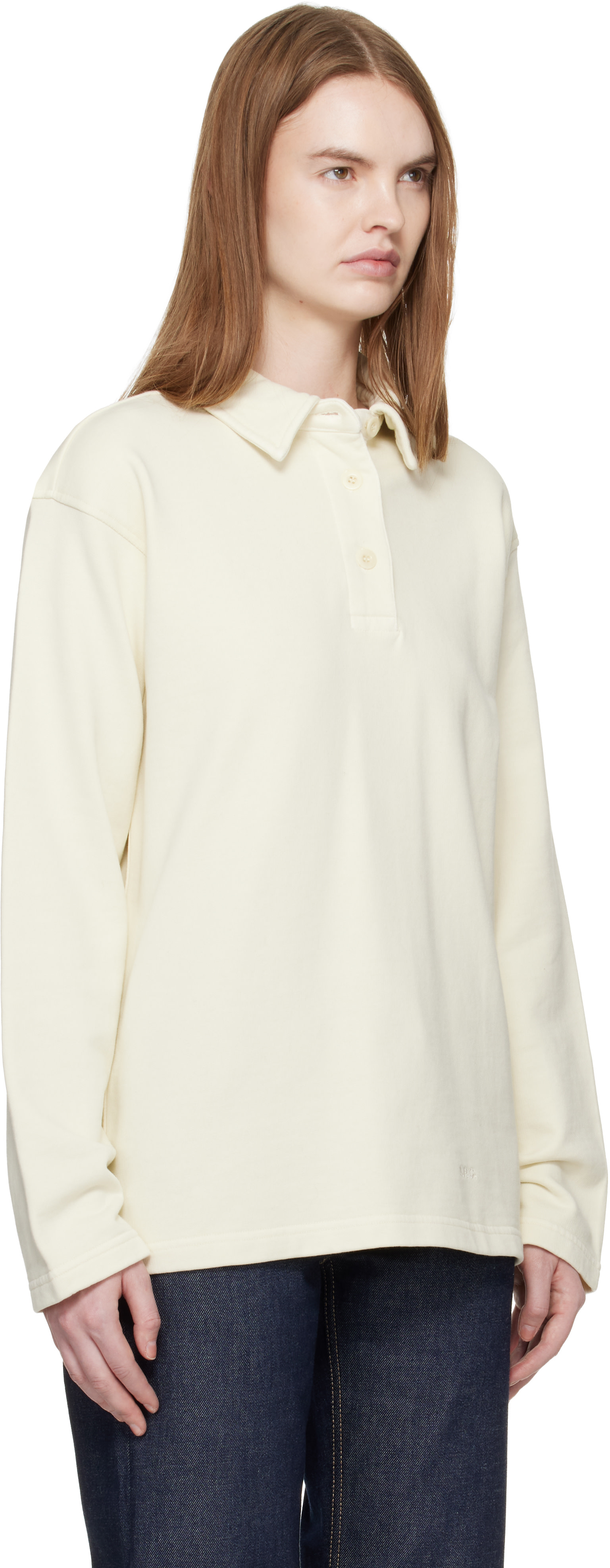 A.P.C. - Polo bleu marine à manches longues