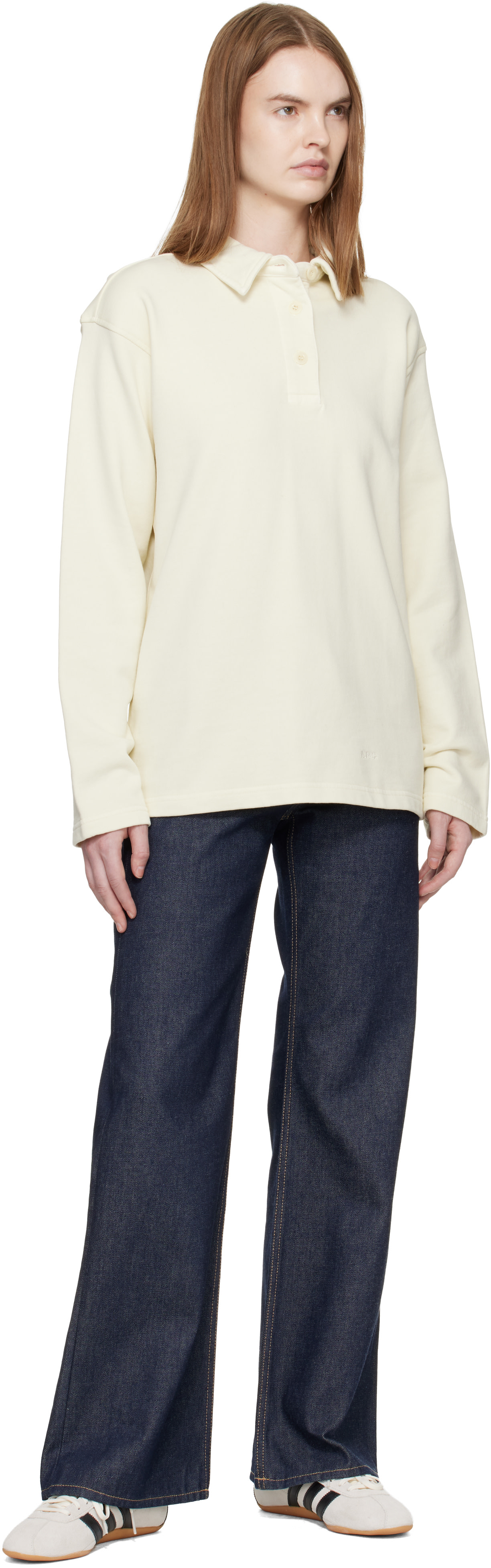A.P.C. - Polo bleu marine à manches longues