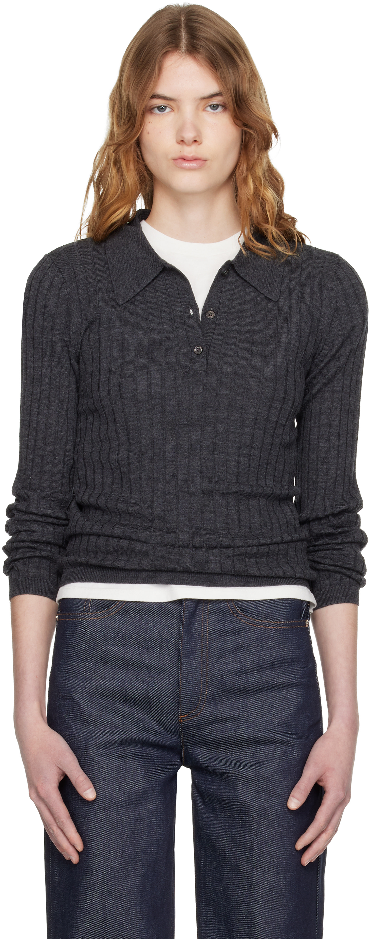 A.P.C. - Polo gris en laine