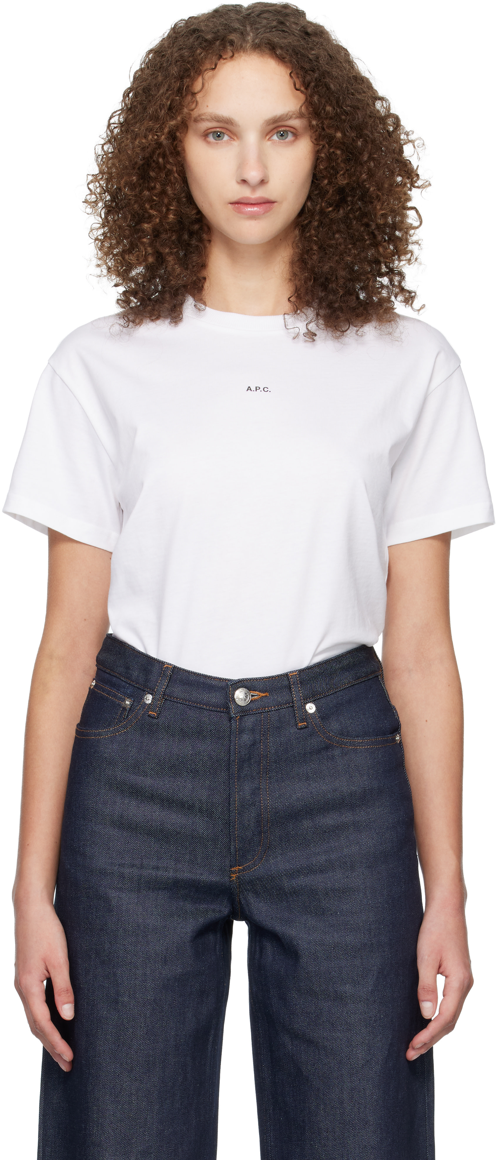 A.P.C. - T-shirt droit blanc à micro logo