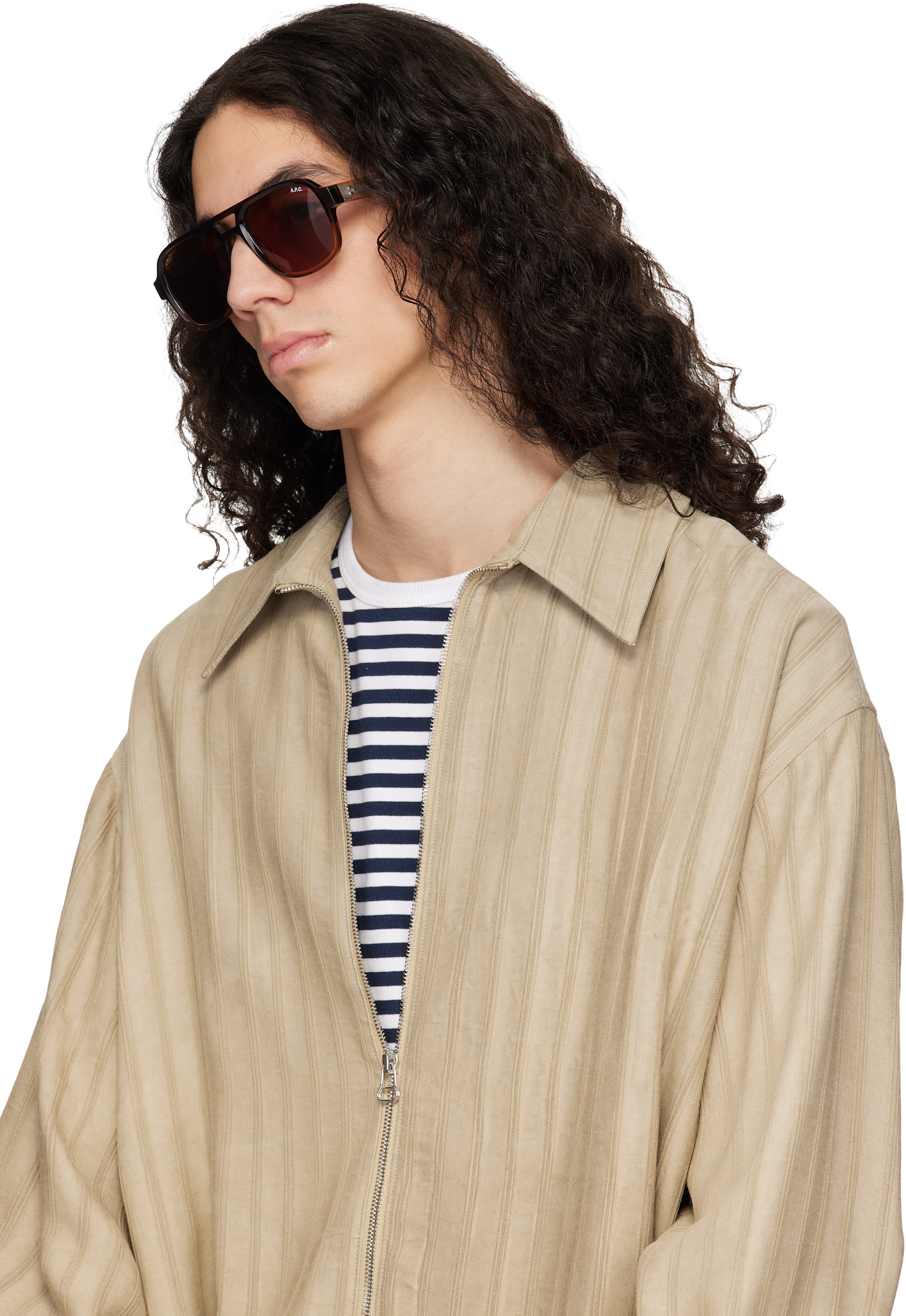 A.P.C. - Lunettes de soleil navigateur brunes