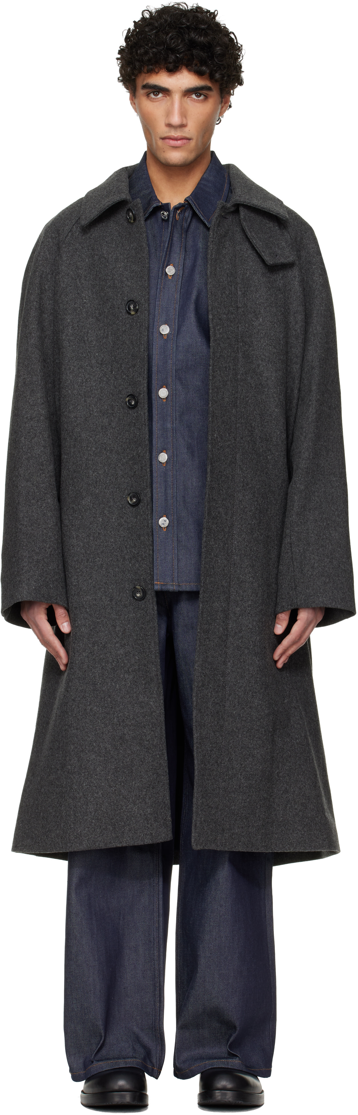 A.P.C.: Gray Raglan Sleeve Coat | SSENSE