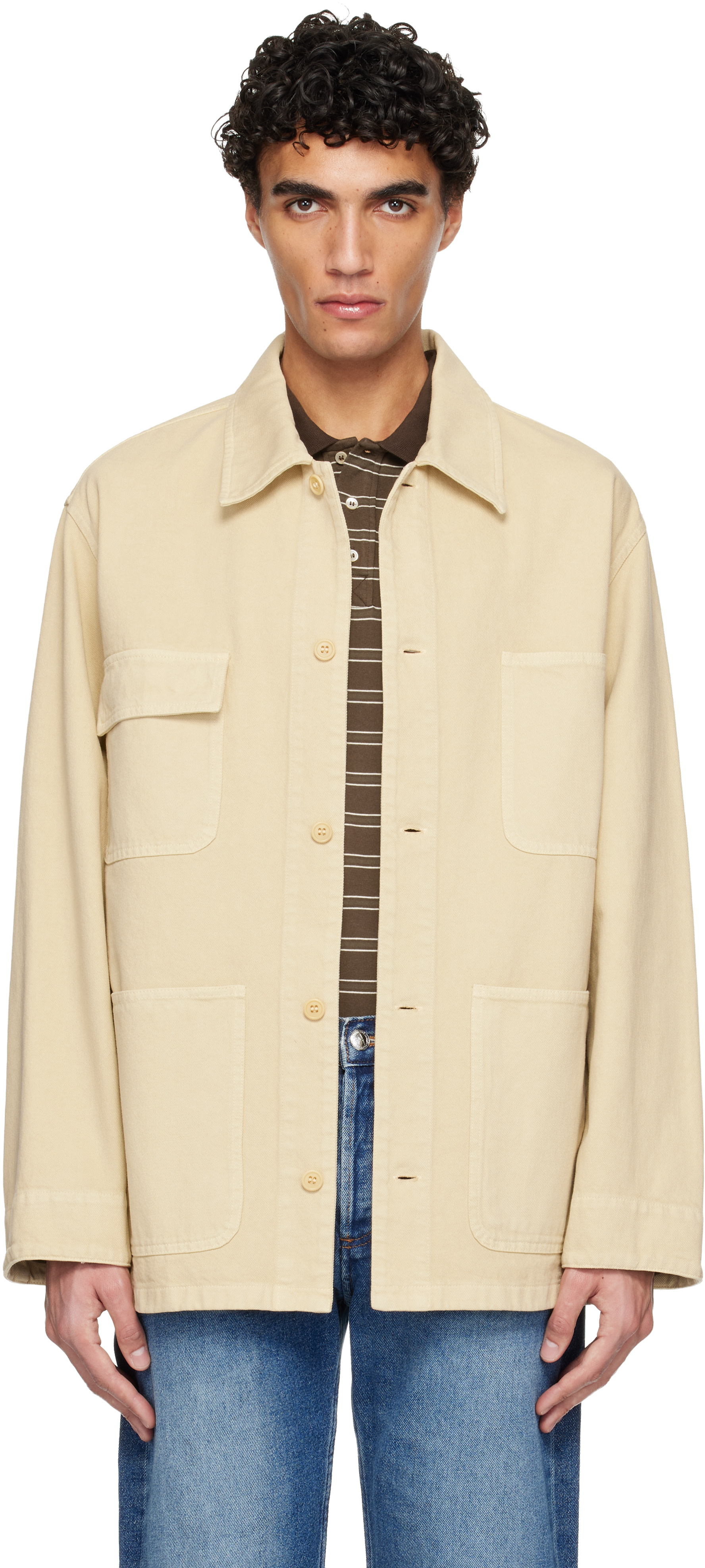 A.P.C. - Surchemise beige à logo brodé