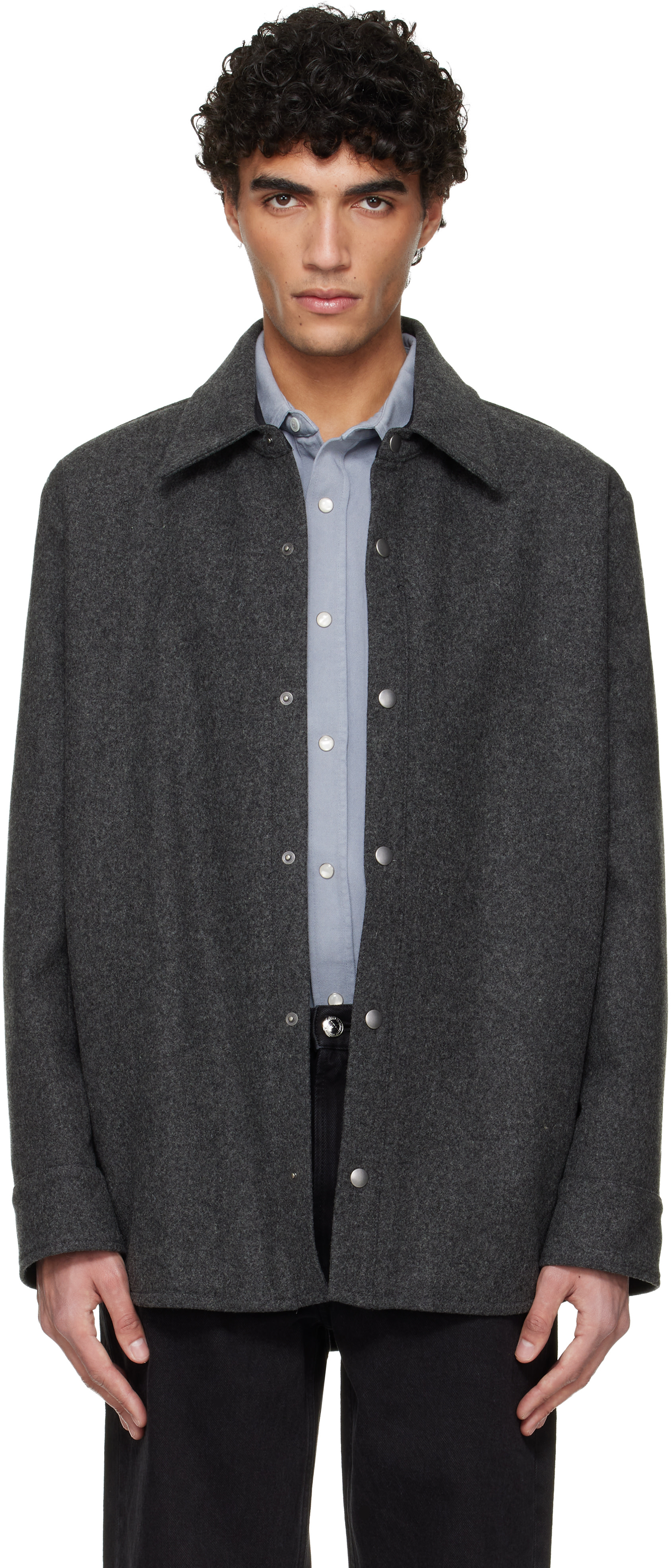 A.P.C. - Blouson gris à boutons-pression