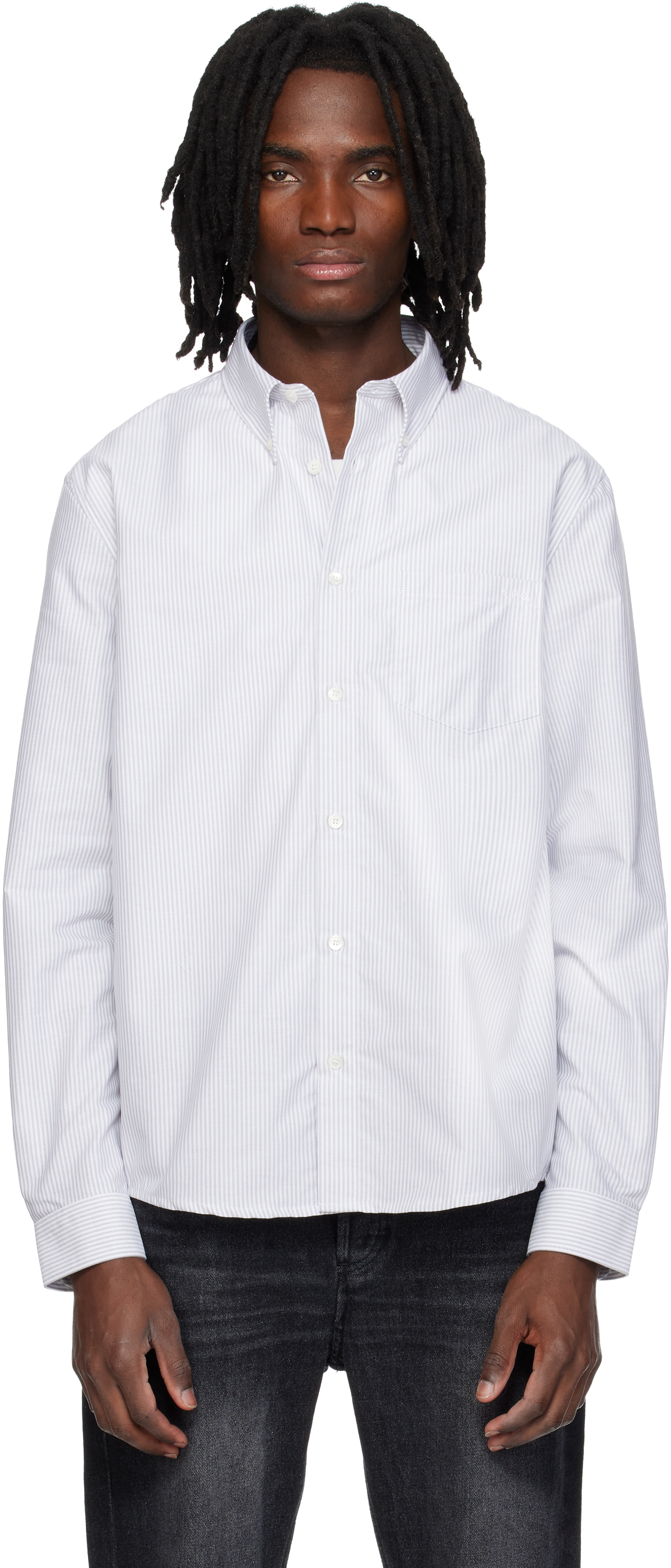 A.P.C. - Chemise Greg gris et blanc