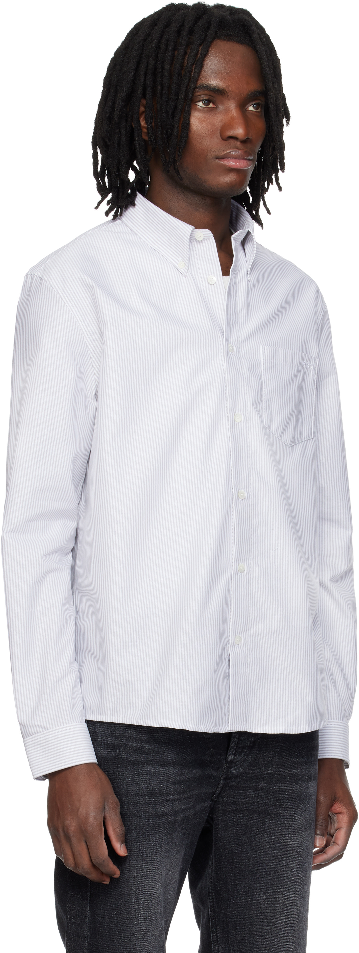 A.P.C. - Chemise Greg gris et blanc