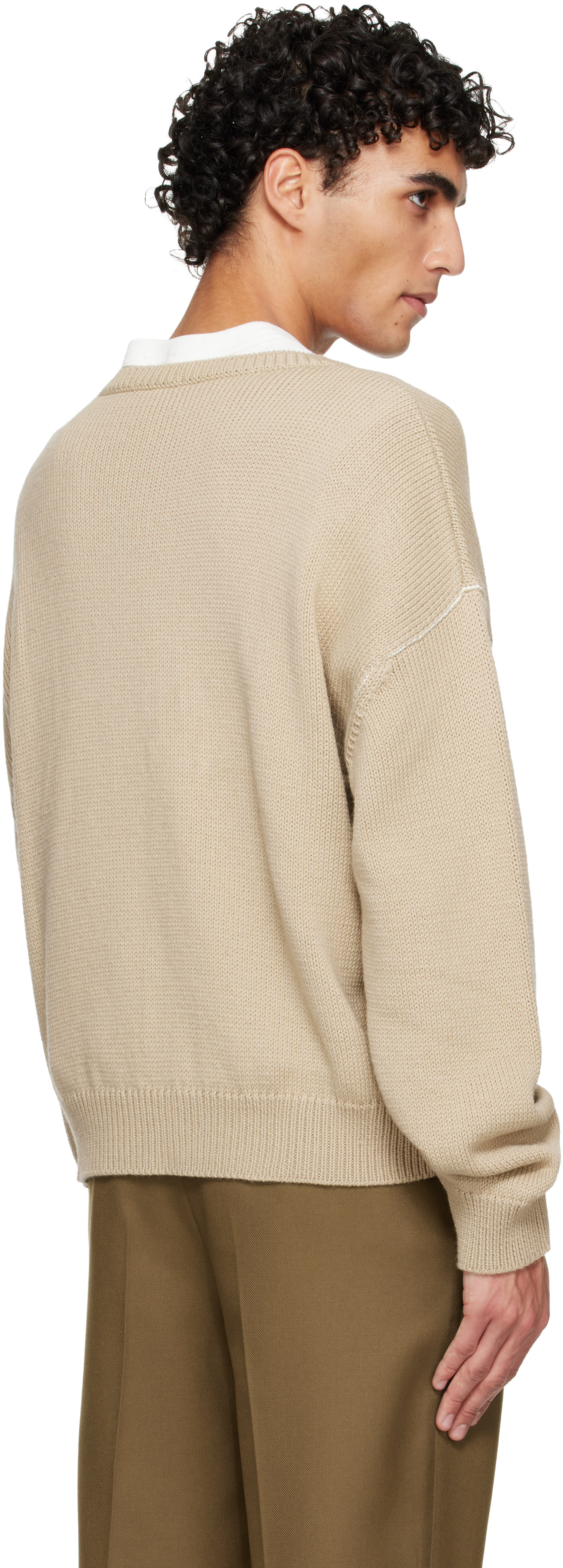 A.P.C. - Pull beige à logo