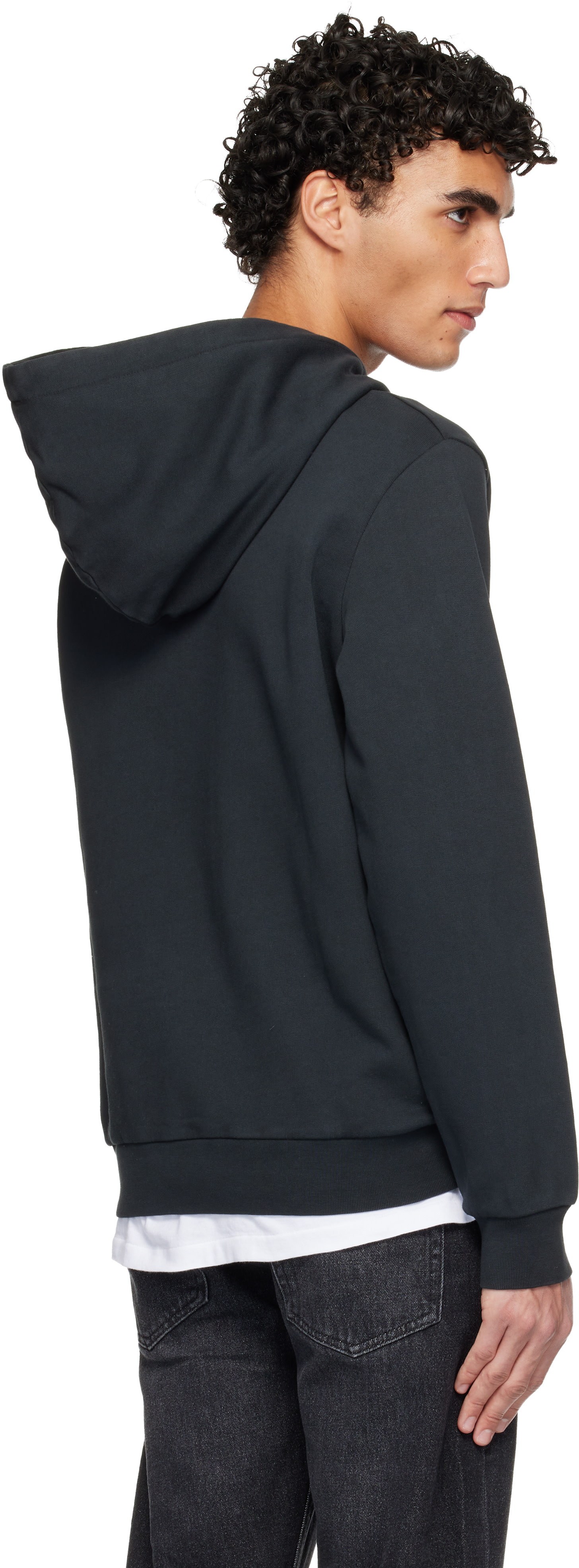 A.P.C. - Pull à capuche noir à grand logo V.P.C.