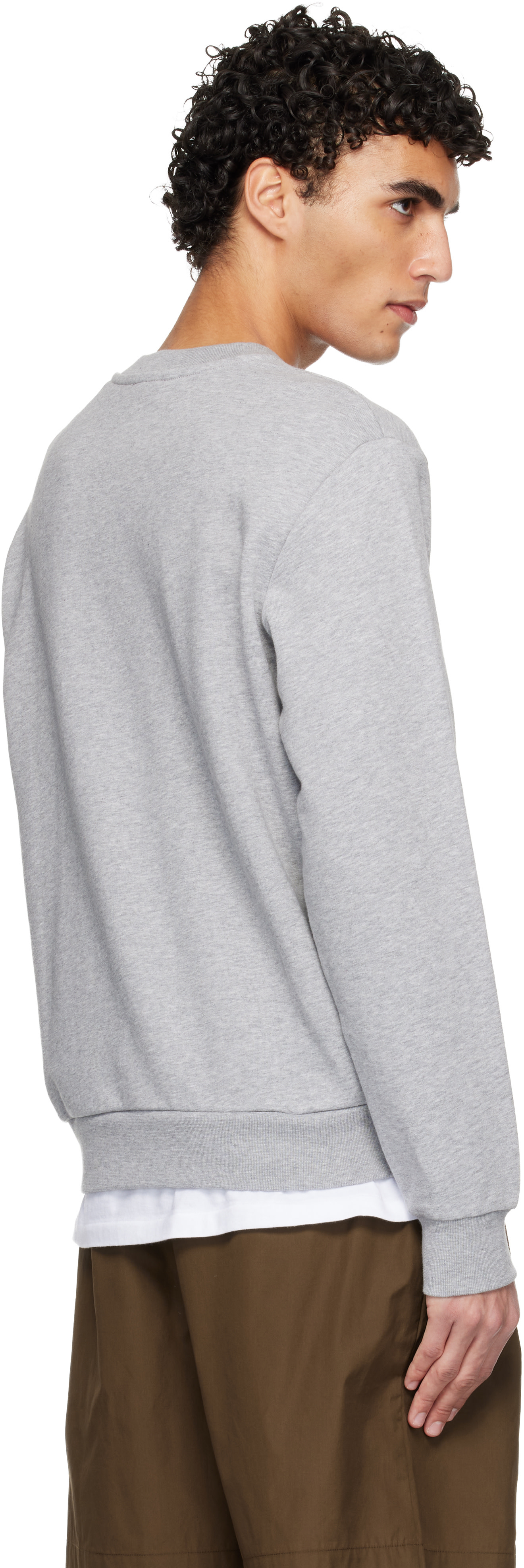 A.P.C. - Pull molletonné gris à grand logo V.P.C.