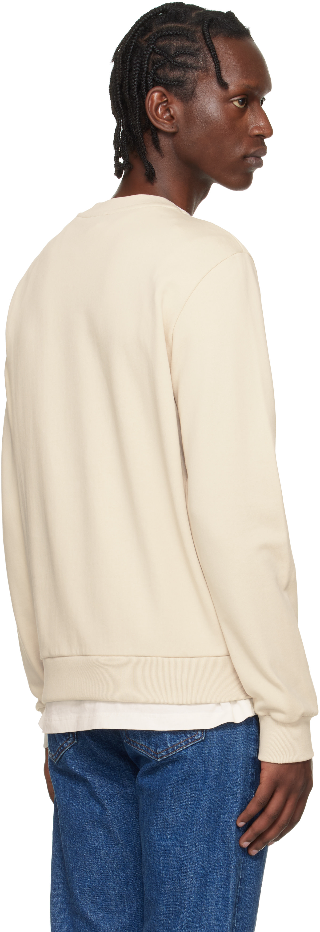 A.P.C. - Pull molletonné beige à logo Rue Madame
