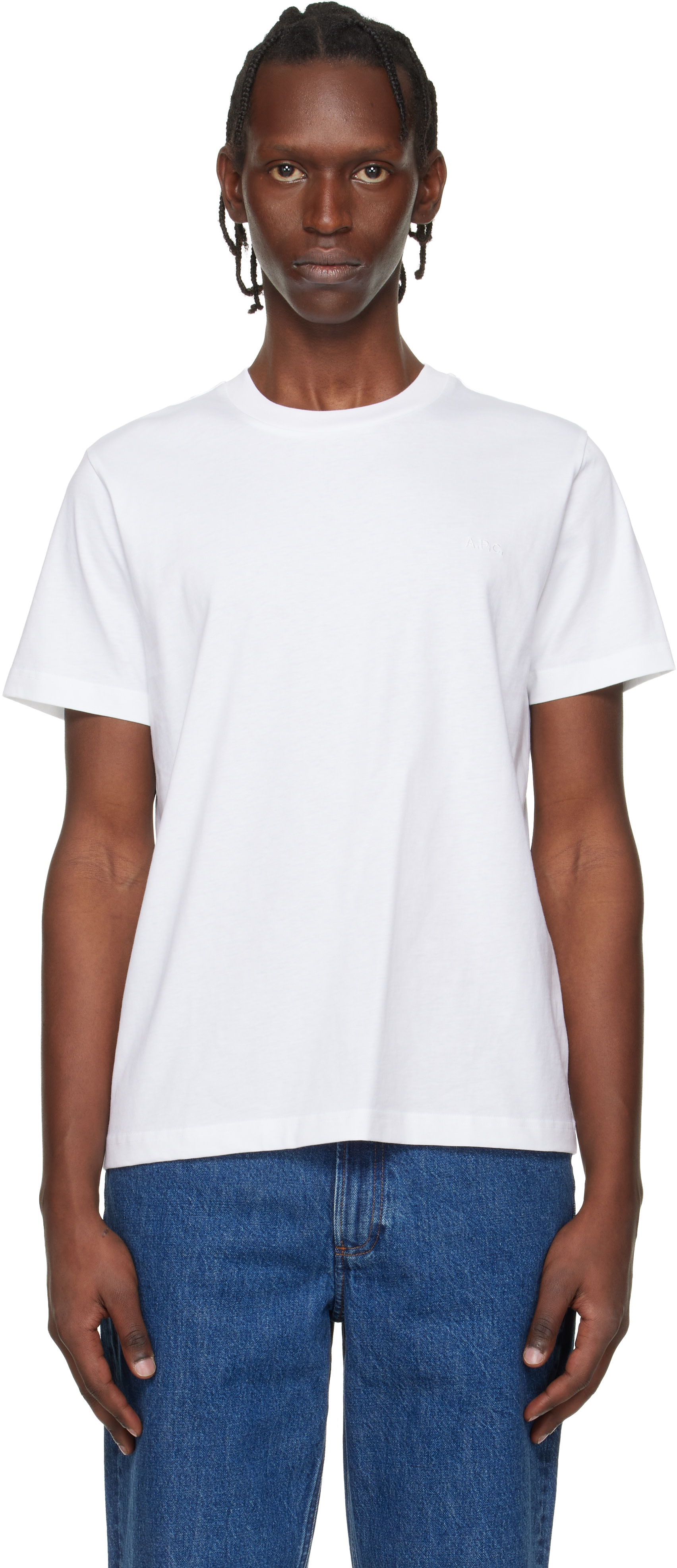 A.P.C. - T-shirt blanc à logo brodé