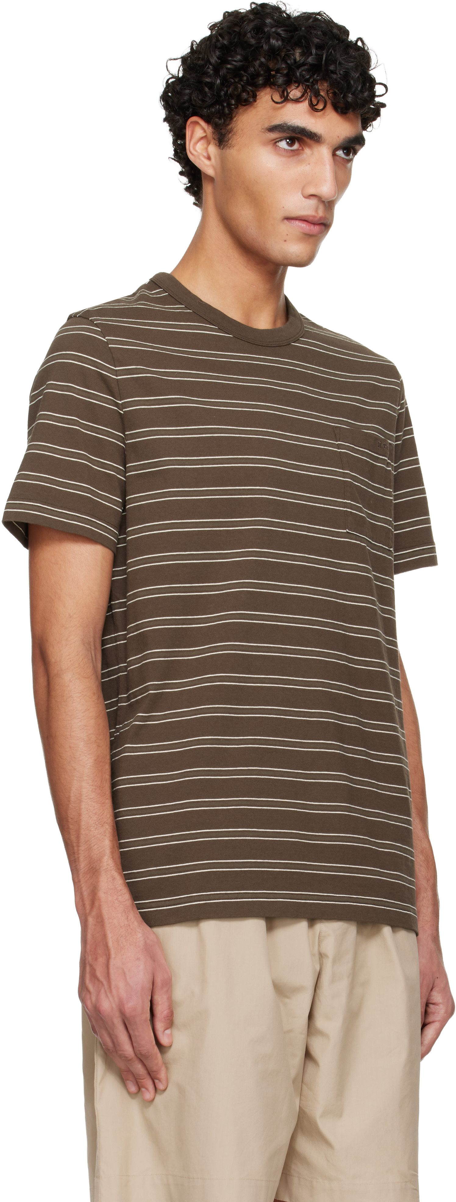 A.P.C. - T-shirt brun à rayures