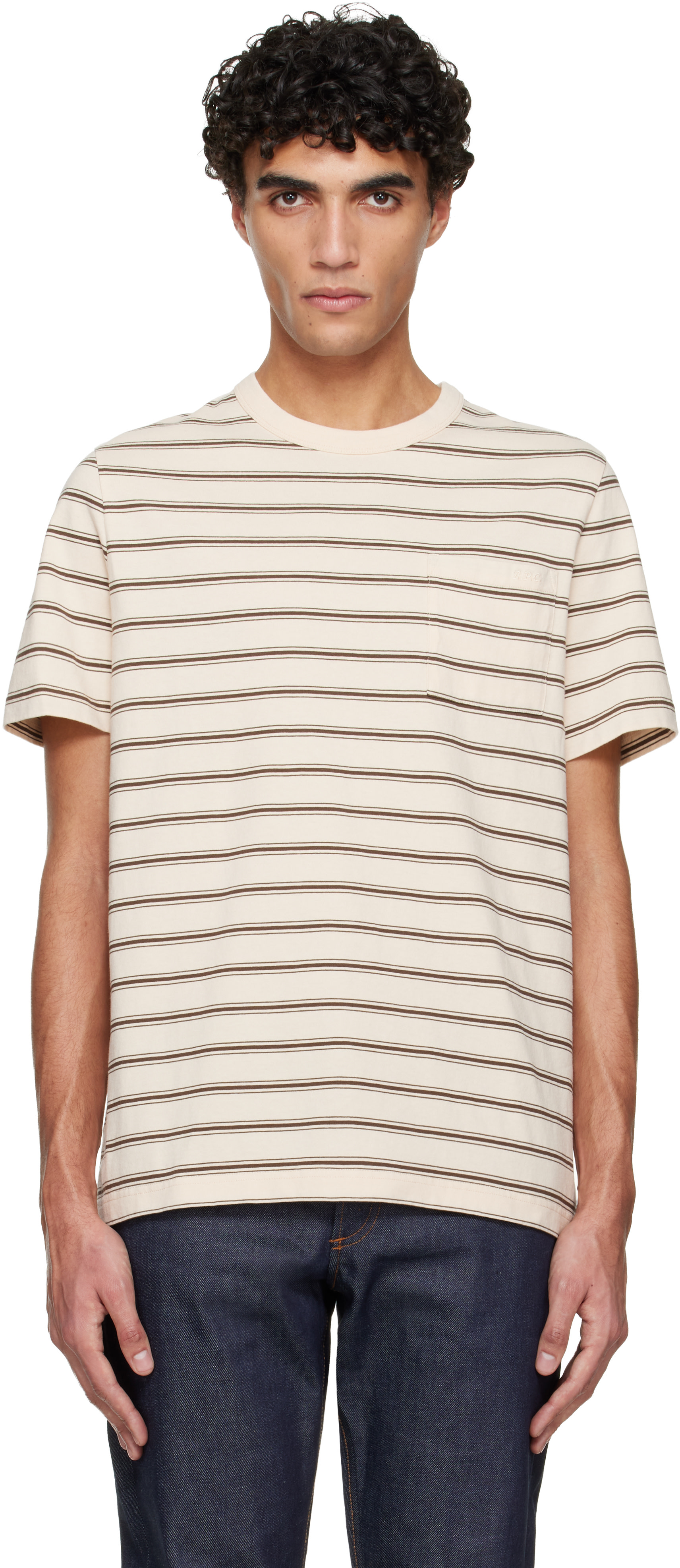 A.P.C. - T-shirt beige à rayures