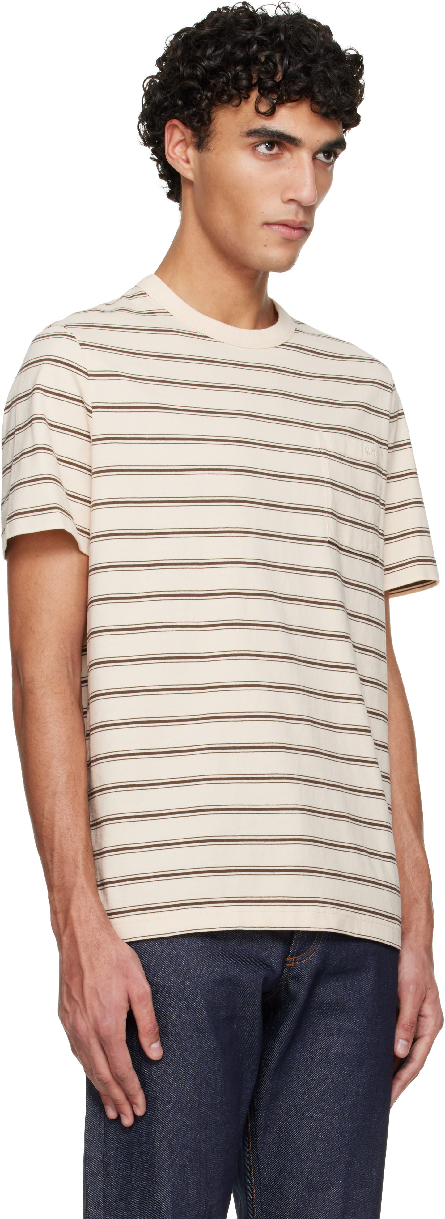 A.P.C. - T-shirt beige à rayures