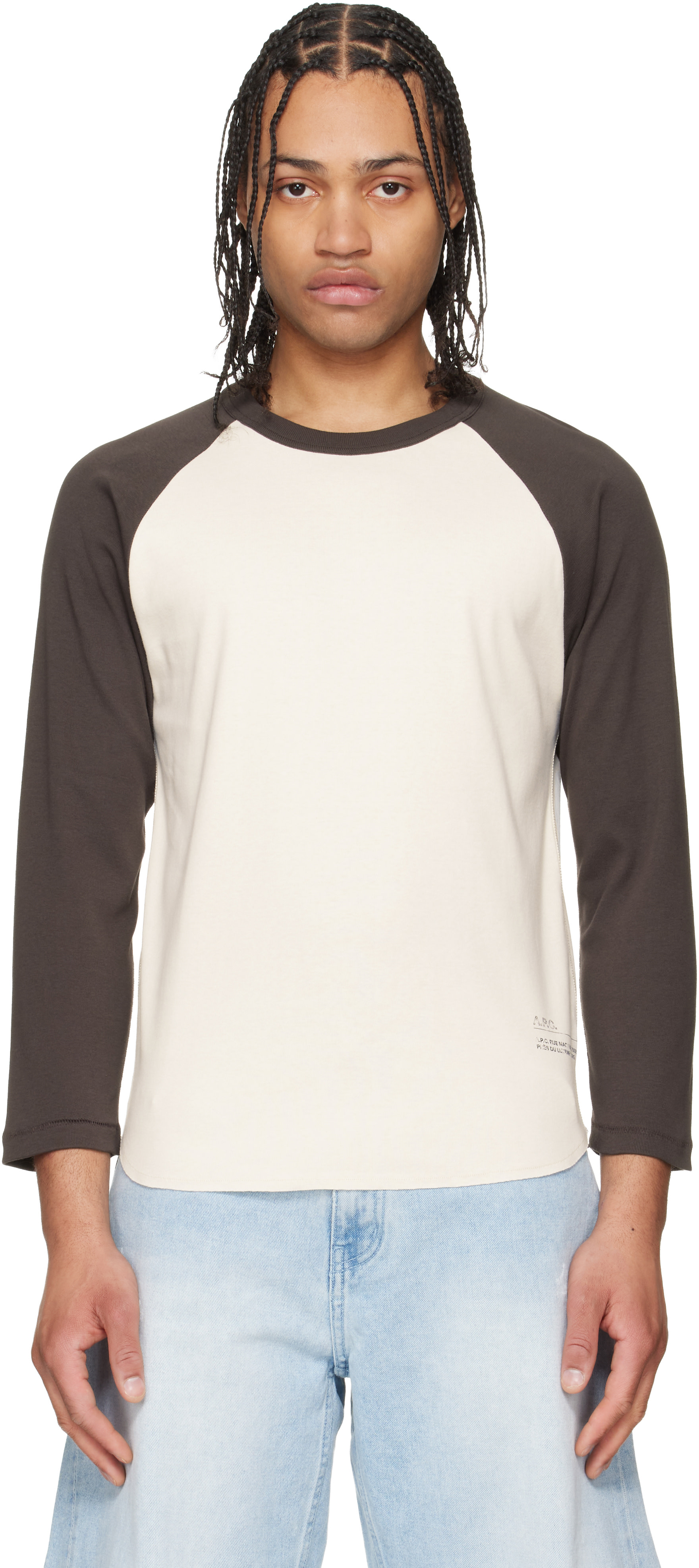 A.P.C.: Off-White & Brown Quarter T-shirt | SSENSE China