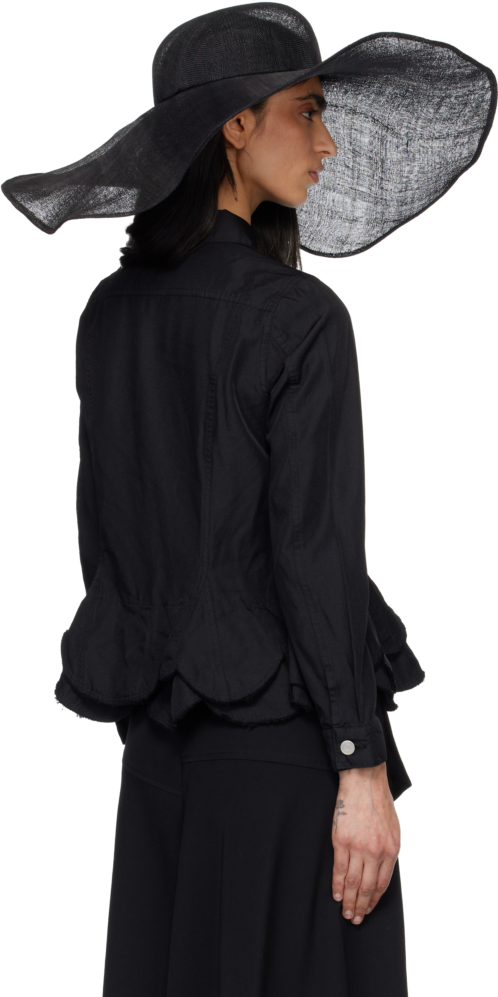 Junya Watanabe: Black Sinamay Cloth Natural Straw Hat | SSENSE Canada
