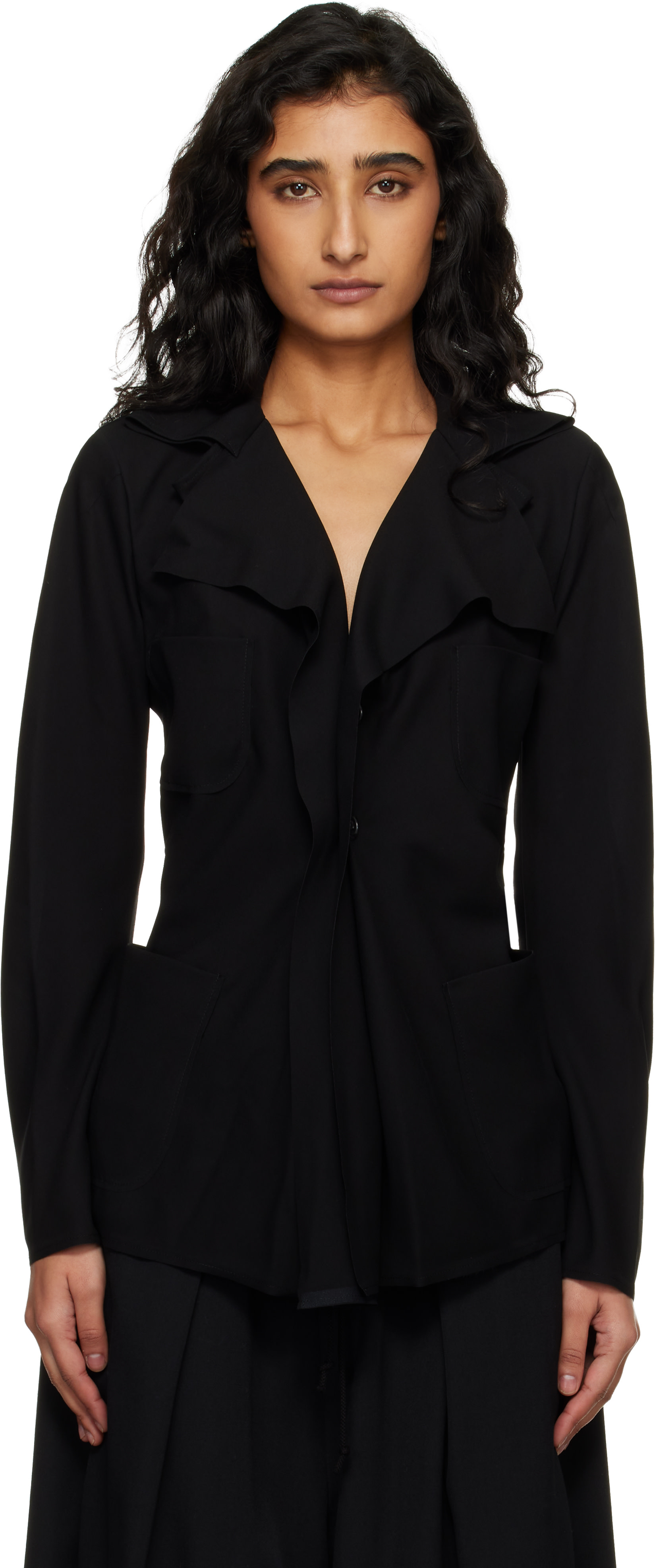Junya Watanabe - Veston noir en georgette