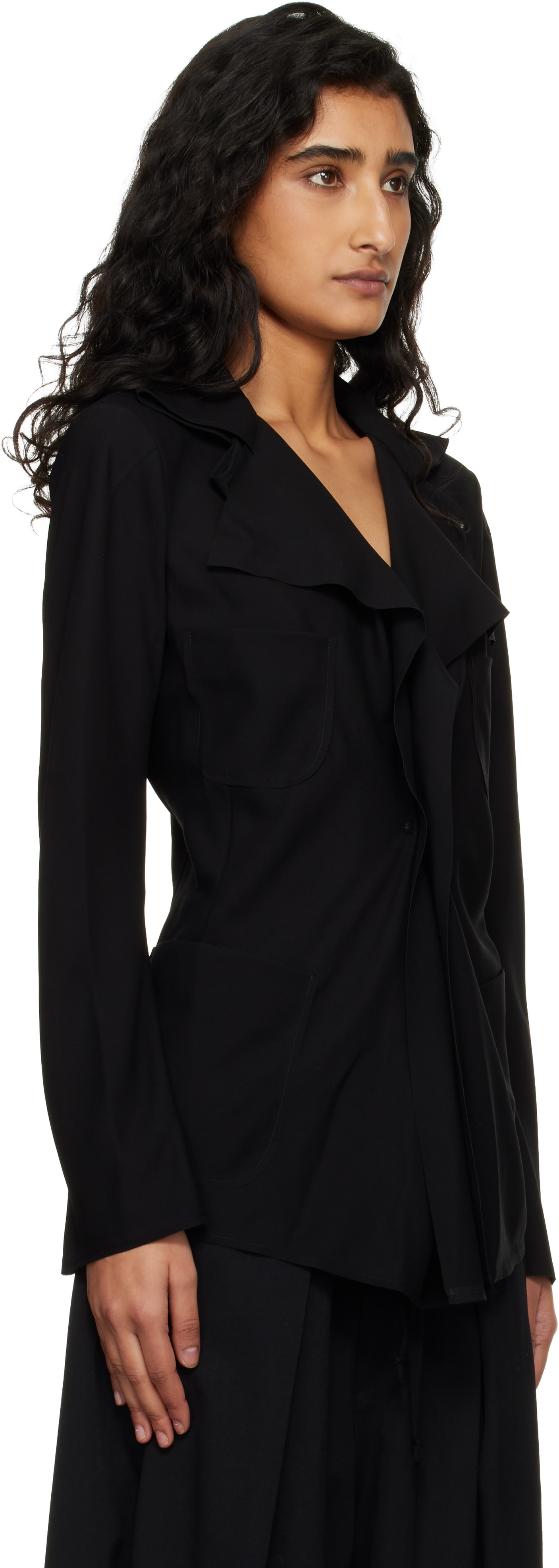 Junya Watanabe - Veston noir en georgette