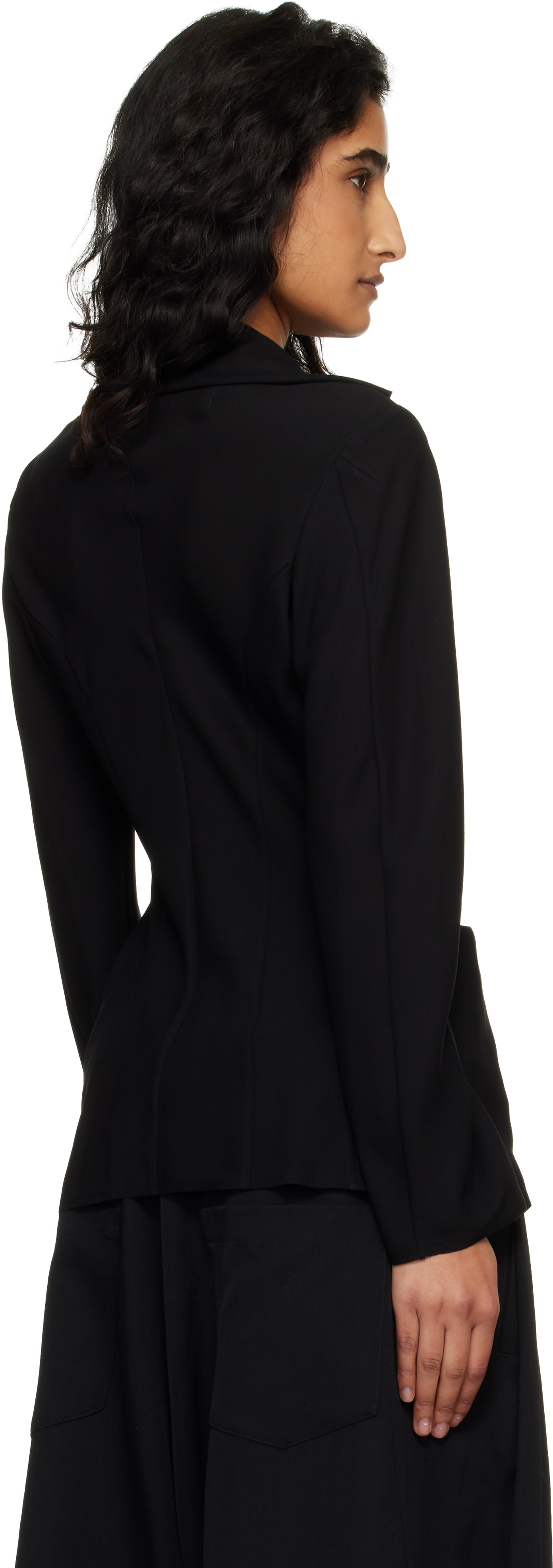 Junya Watanabe - Veston noir en georgette