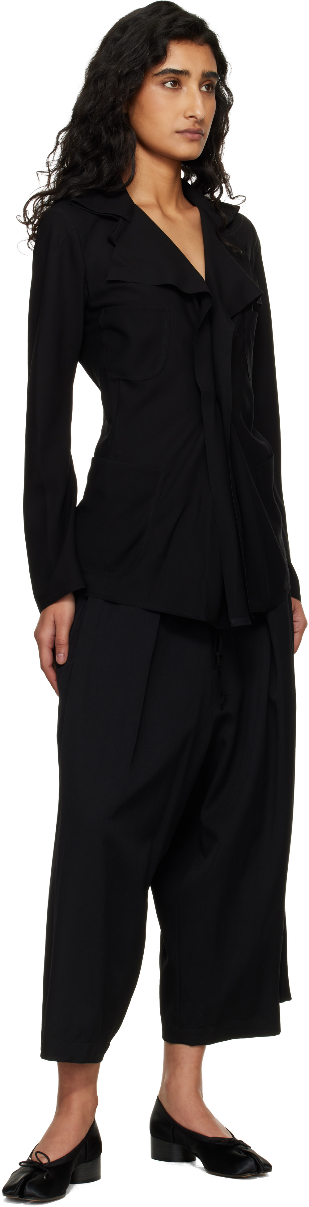 Junya Watanabe - Veston noir en georgette