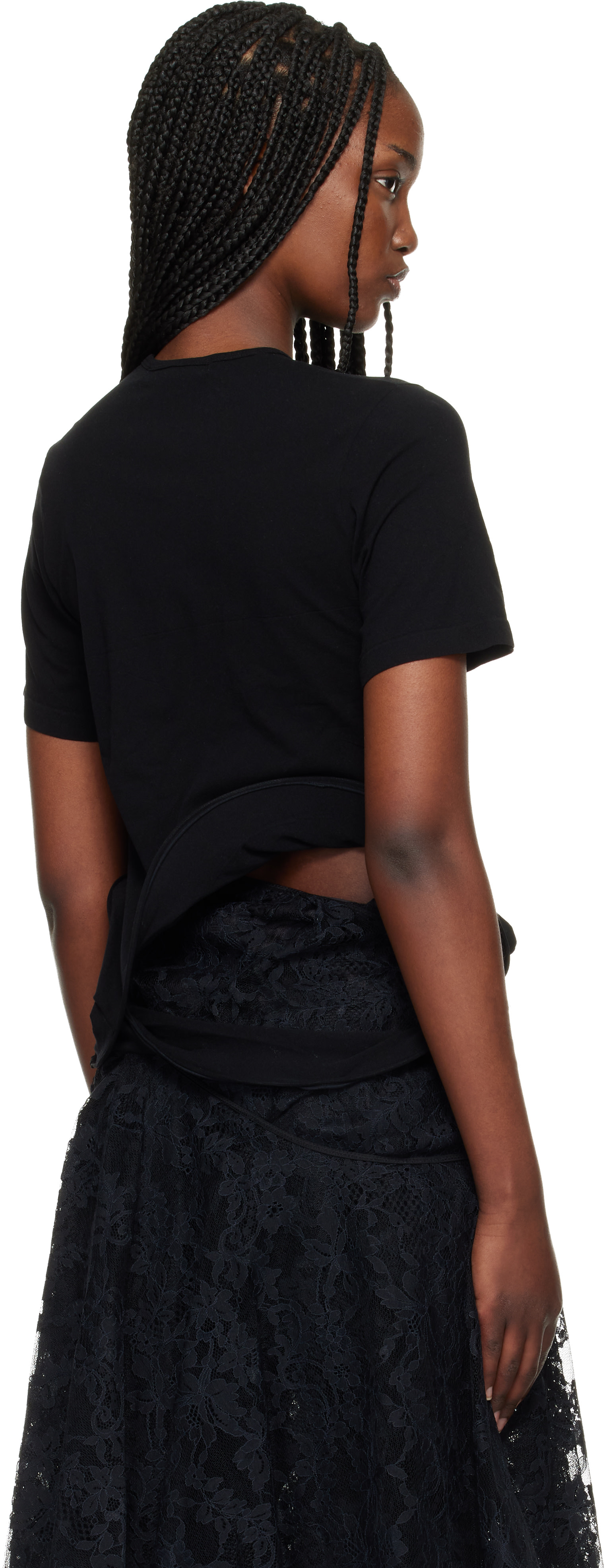 Junya Watanabe: Black Twisted Detail T-shirt | SSENSE