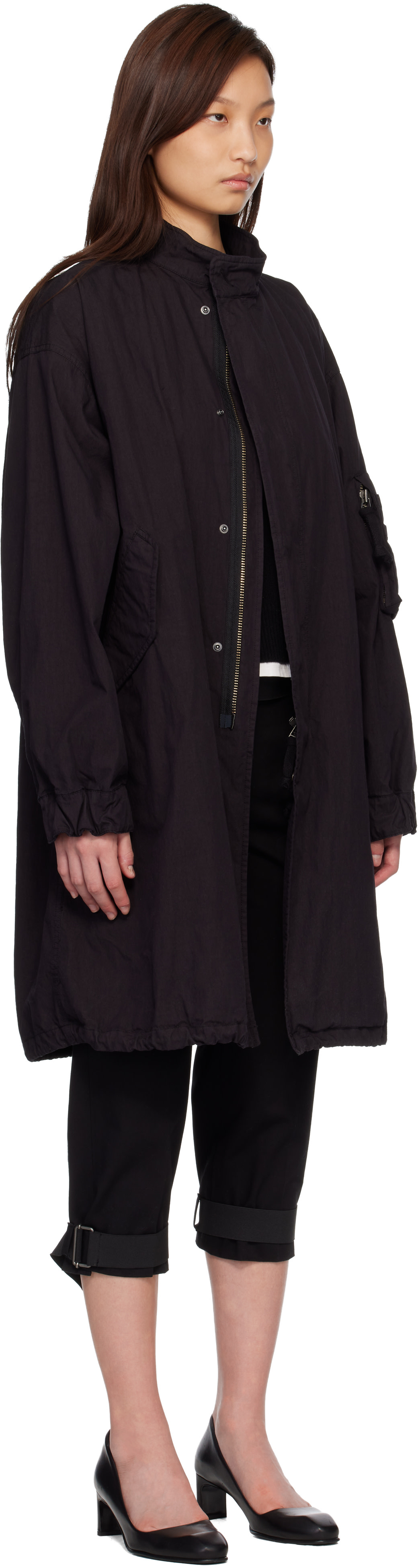 COOR: Black Garment Dyed Fishtail Parka | SSENSE Hong Kong SAR China