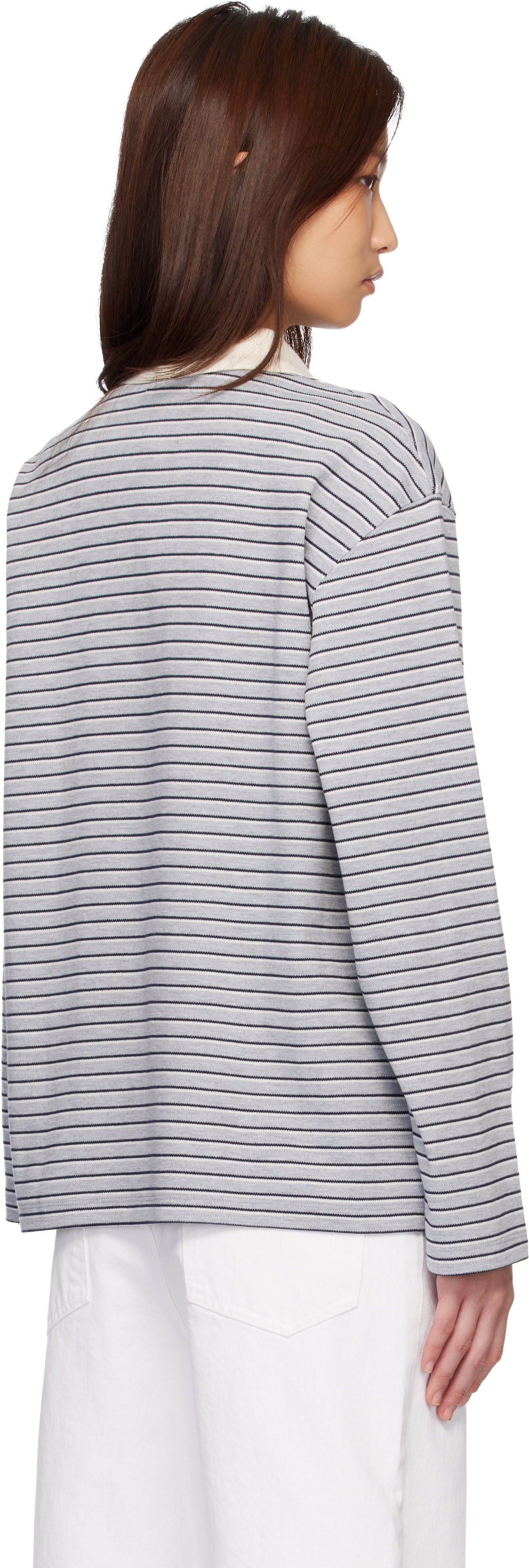 COOR: グレー Multi-Stripe ピケ ポロシャツ | SSENSE 日本
