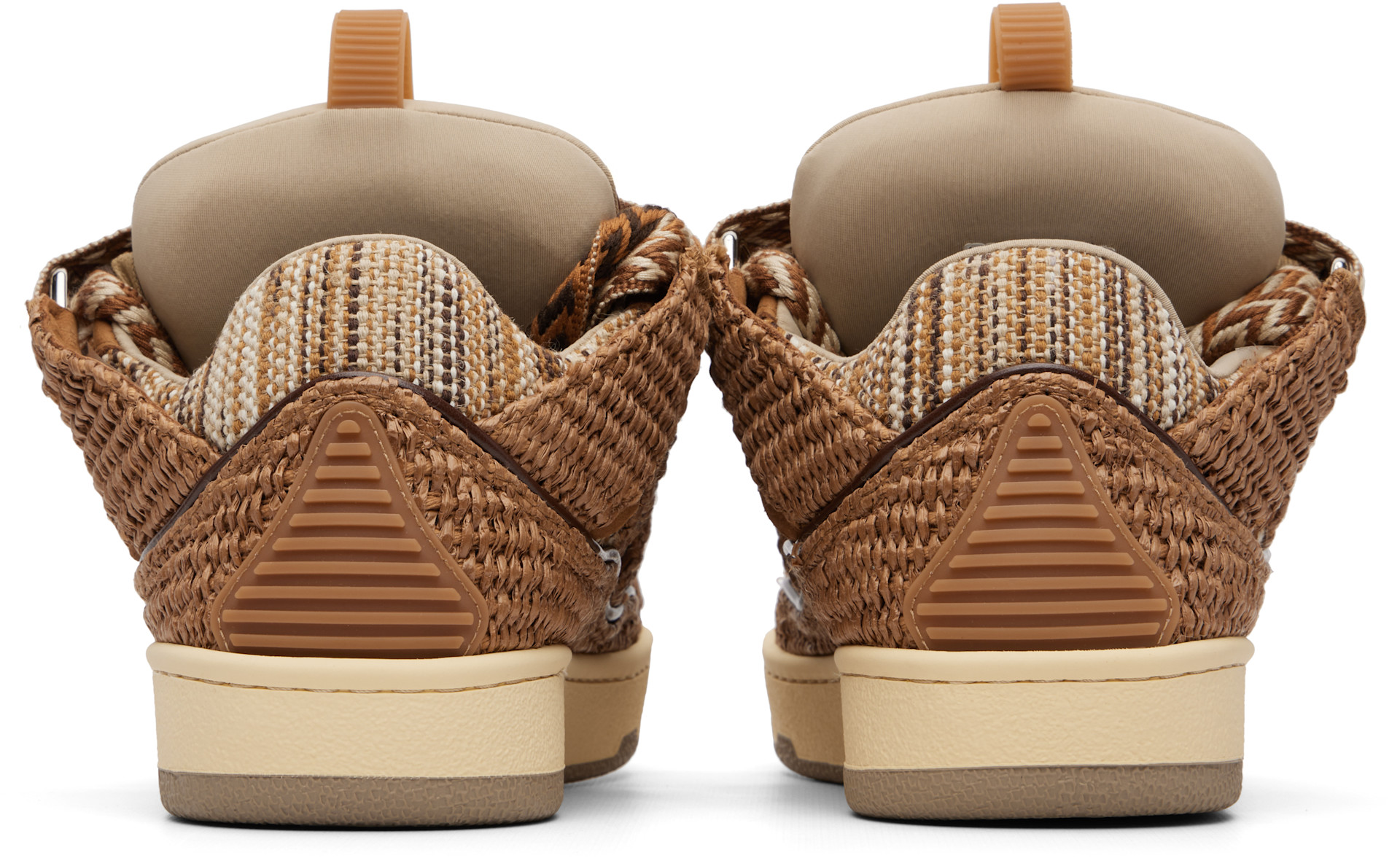 Lanvin - Baskets Curb bruns en raphia synthétique
